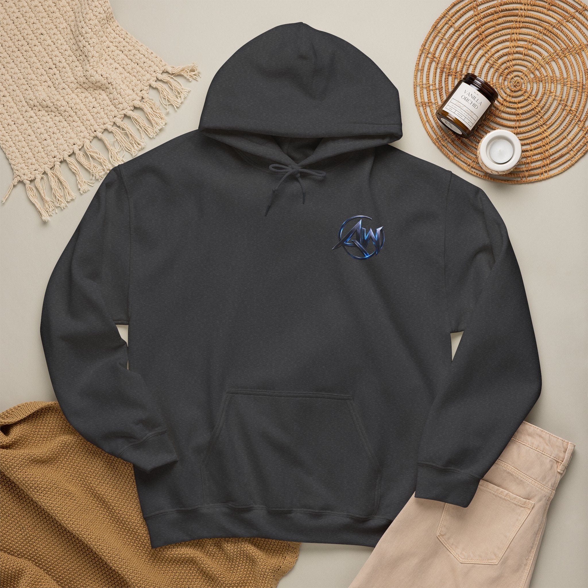 Black Wolf Hoodie "Leave Your Mark" Cyber Crest AW Signature Emblem Pullover drawstring Sweater