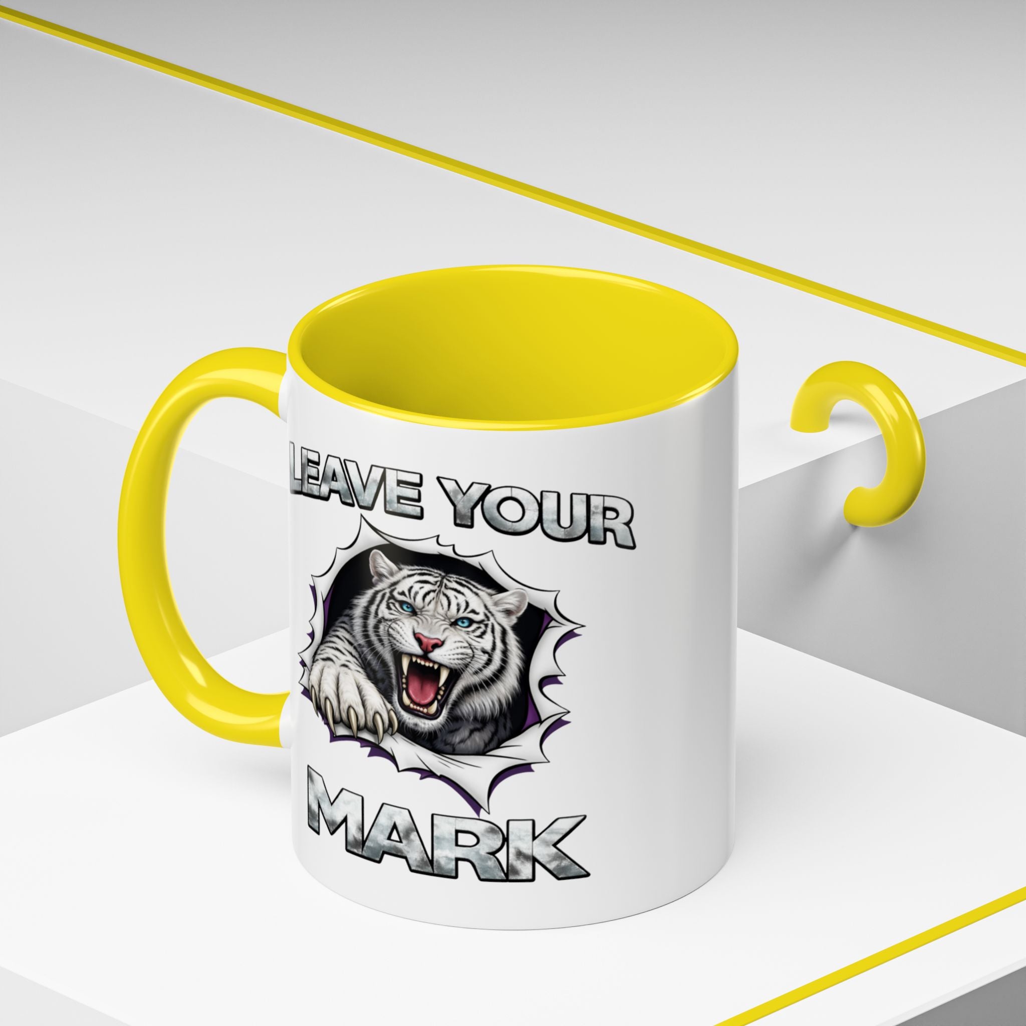 Wild White Tiger "Leave Your Mark" Fierce Animal Accent Coffee Mug