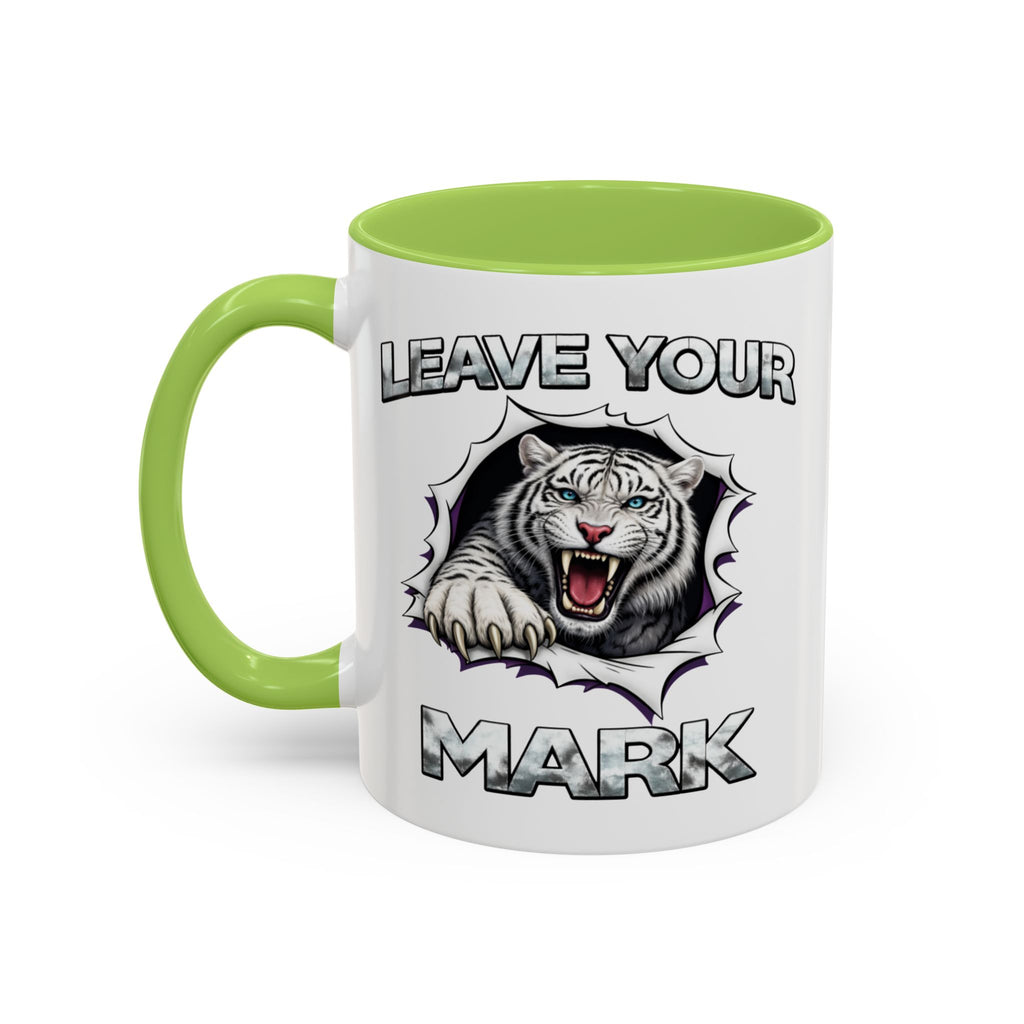 Wild White Tiger "Leave Your Mark" Fierce Animal Accent Coffee Mug