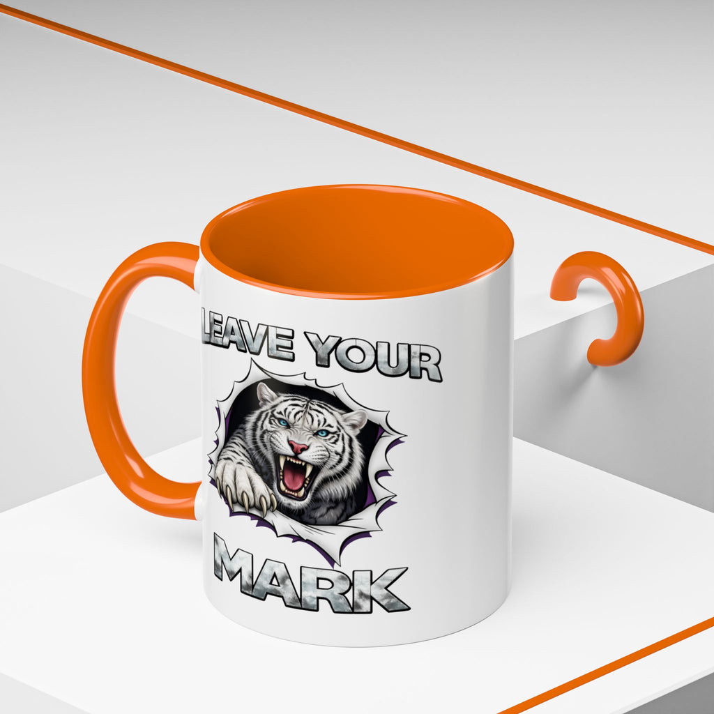 Wild White Tiger "Leave Your Mark" Fierce Animal Accent Coffee Mug