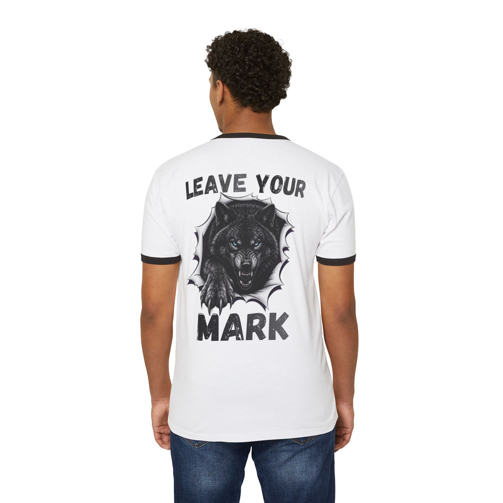 Black Graphic Wolf Ringer T-Shirt "Leave Your Mark" 87 Series Limited Edition