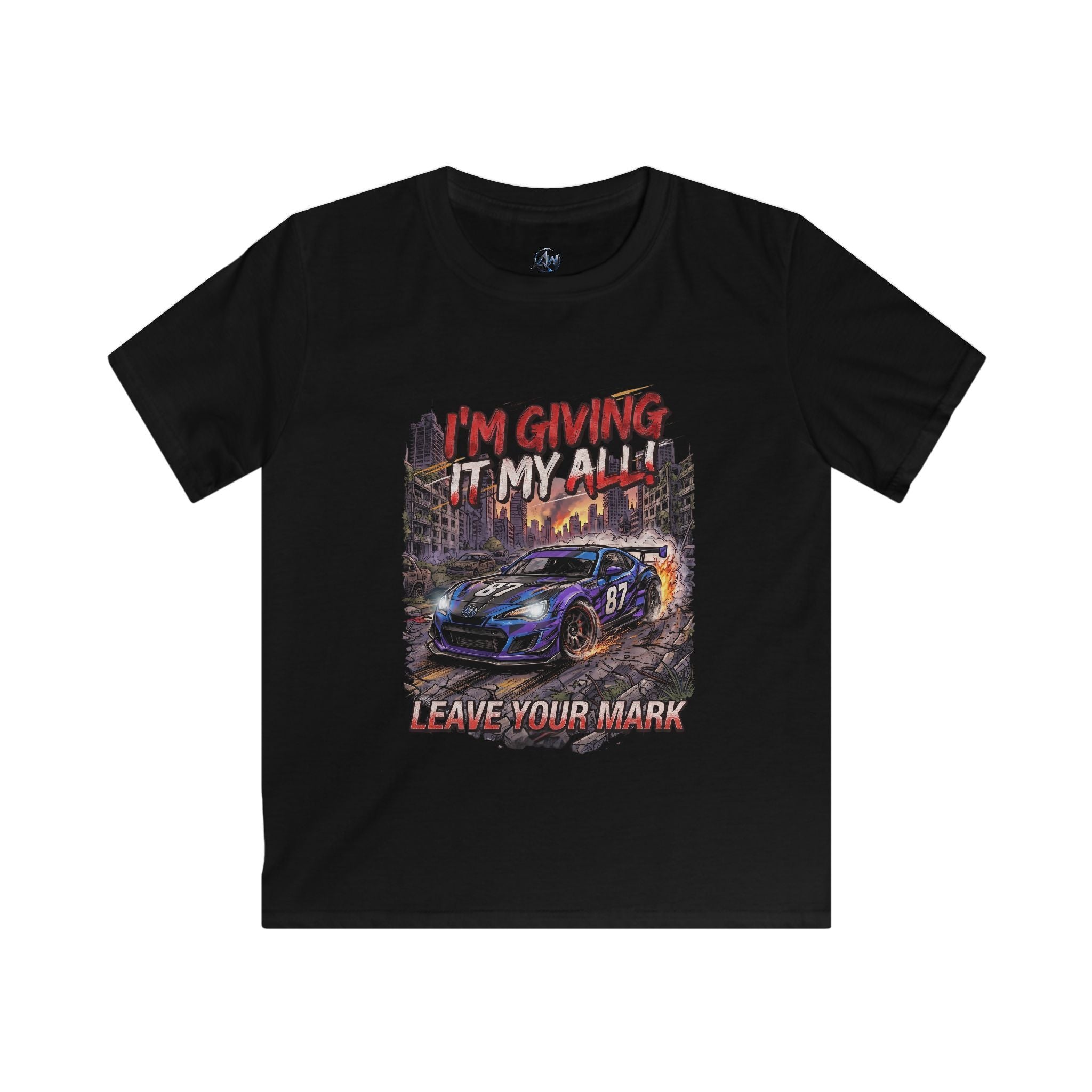 Kids Racing T-Shirt "I'm Giving It My All – Leave Your Mark"