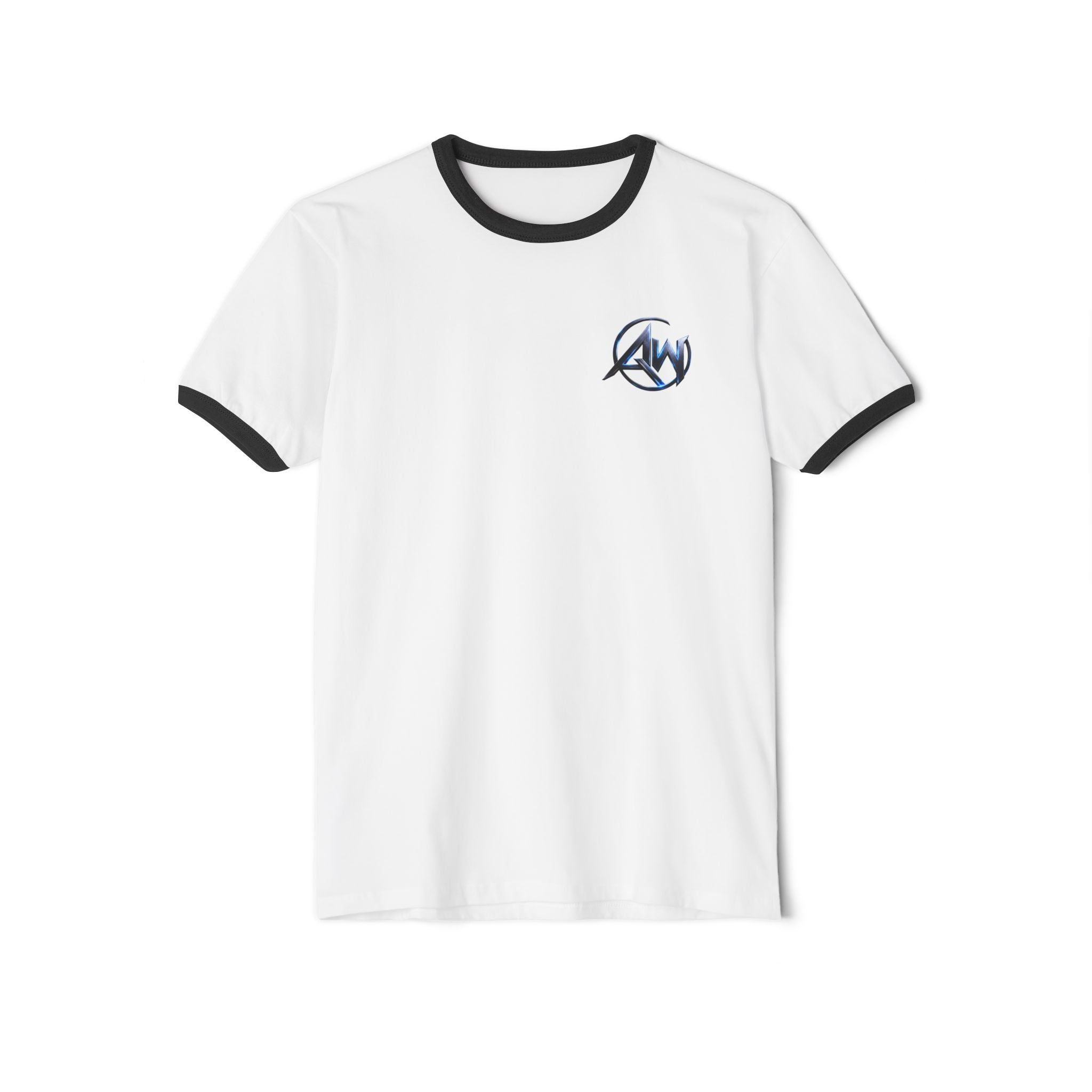 Cyber Crest Emblem Logo-AW Brand  Americanwolf Signature Vintage Ringer T-Shirt