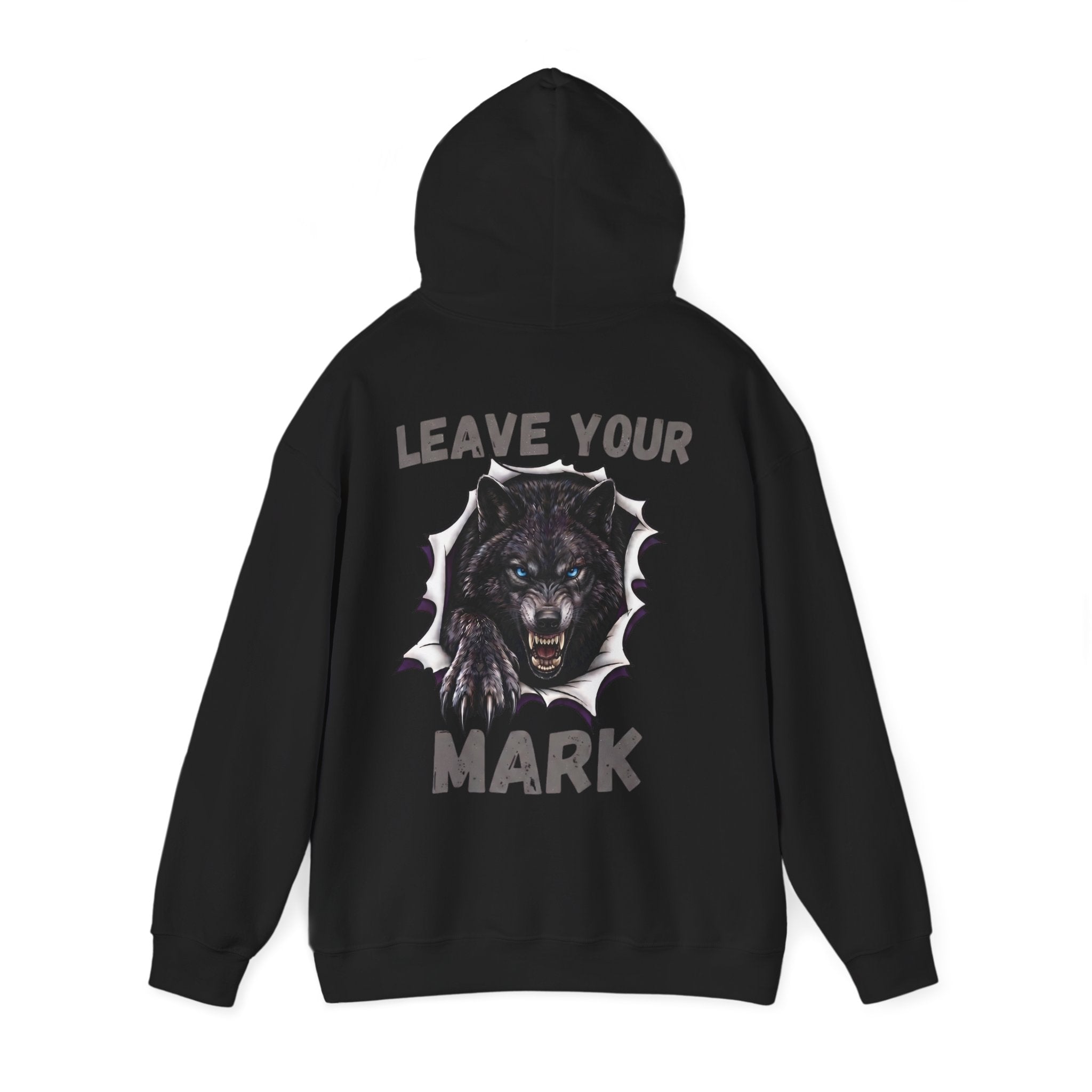 Black Wolf Hoodie "Leave Your Mark" Cyber Crest AW Signature Emblem Pullover drawstring Sweater
