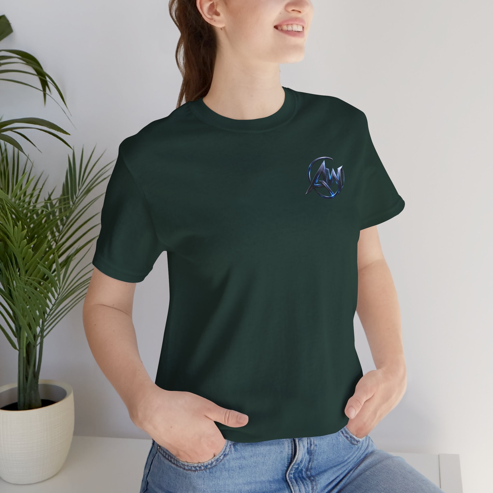 Authentic Cyber Crest Emblem AW Logo Americanwolf Brand Signature Series Soft T-Shirt