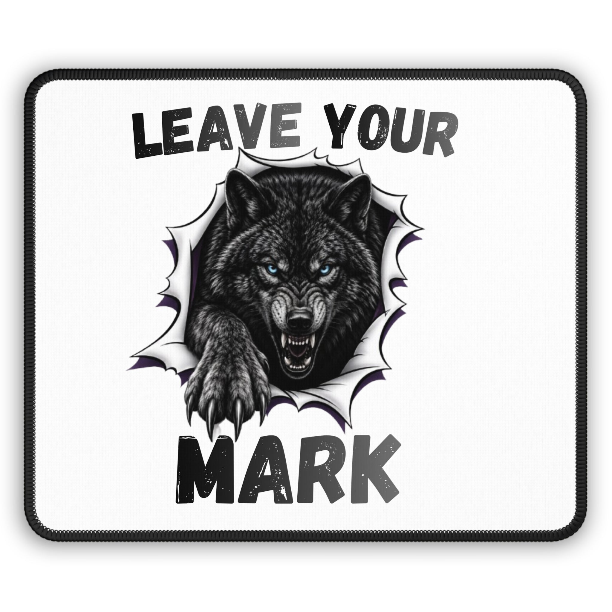 Black Graphic Wolf  "Leave Your Mark" Gaming Mouse Pad