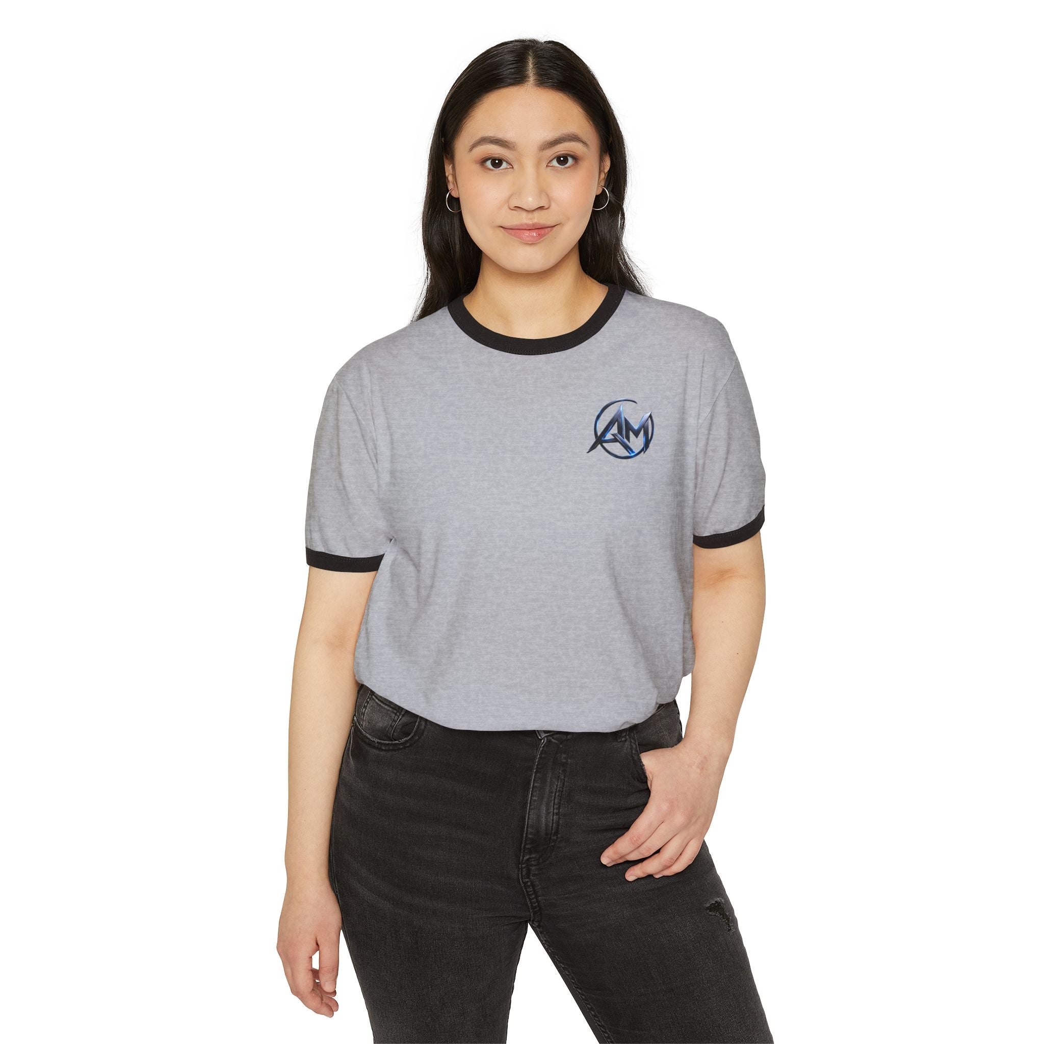 Americanwolf-AM Brand Signature Logo Vintage Ringer T-Shirt