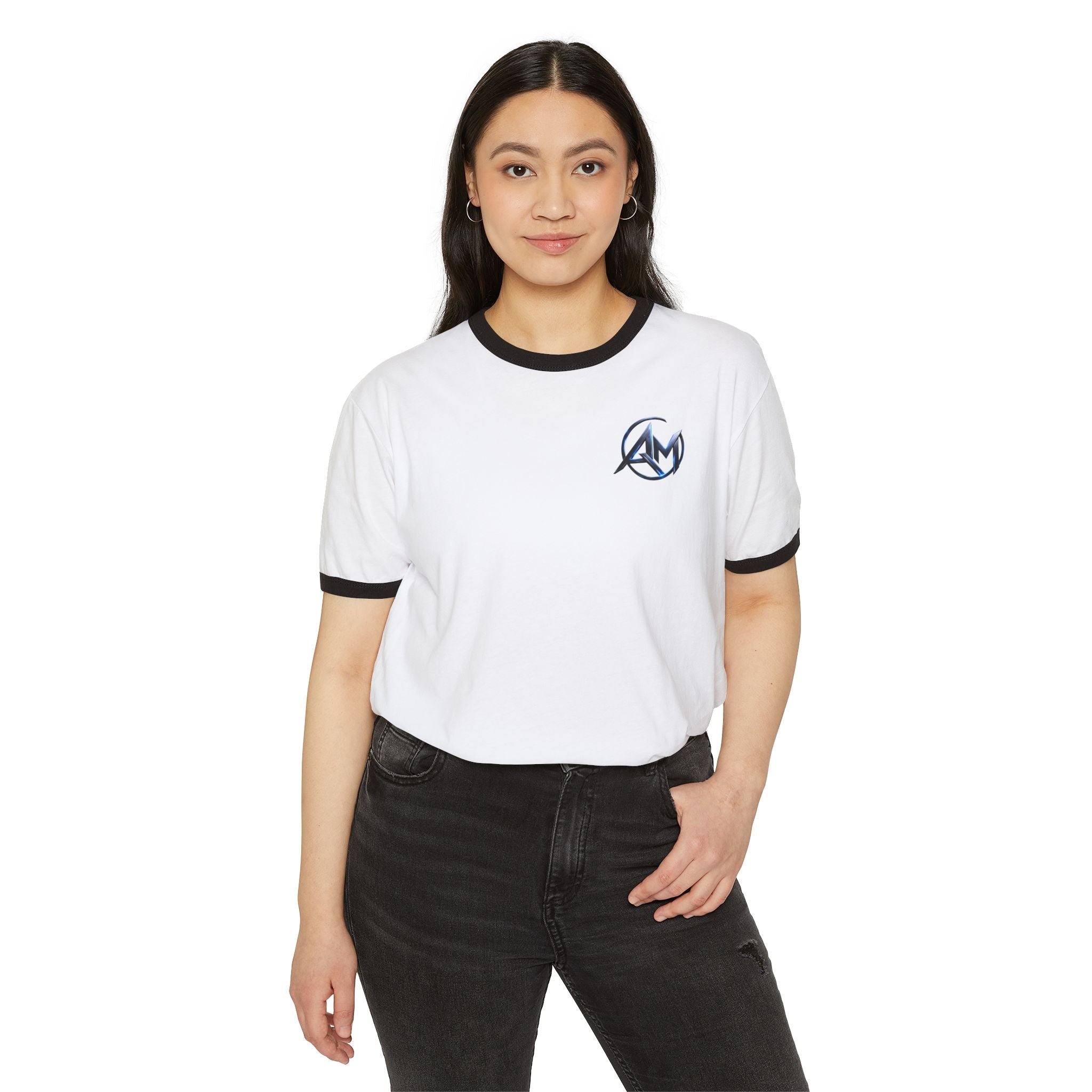 Americanwolf-AM Brand Signature Logo Vintage Ringer T-Shirt