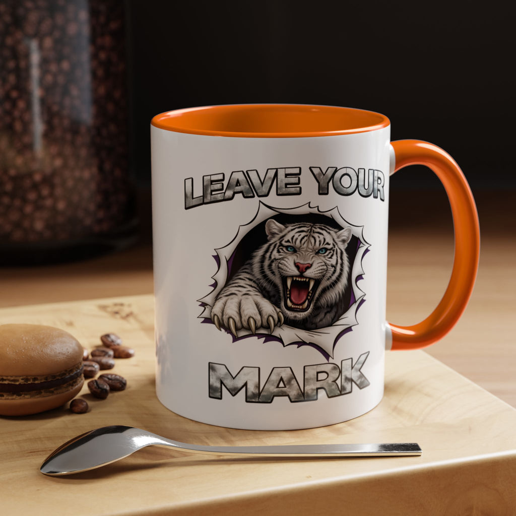 Wild White Tiger "Leave Your Mark" Fierce Animal Accent Coffee Mug