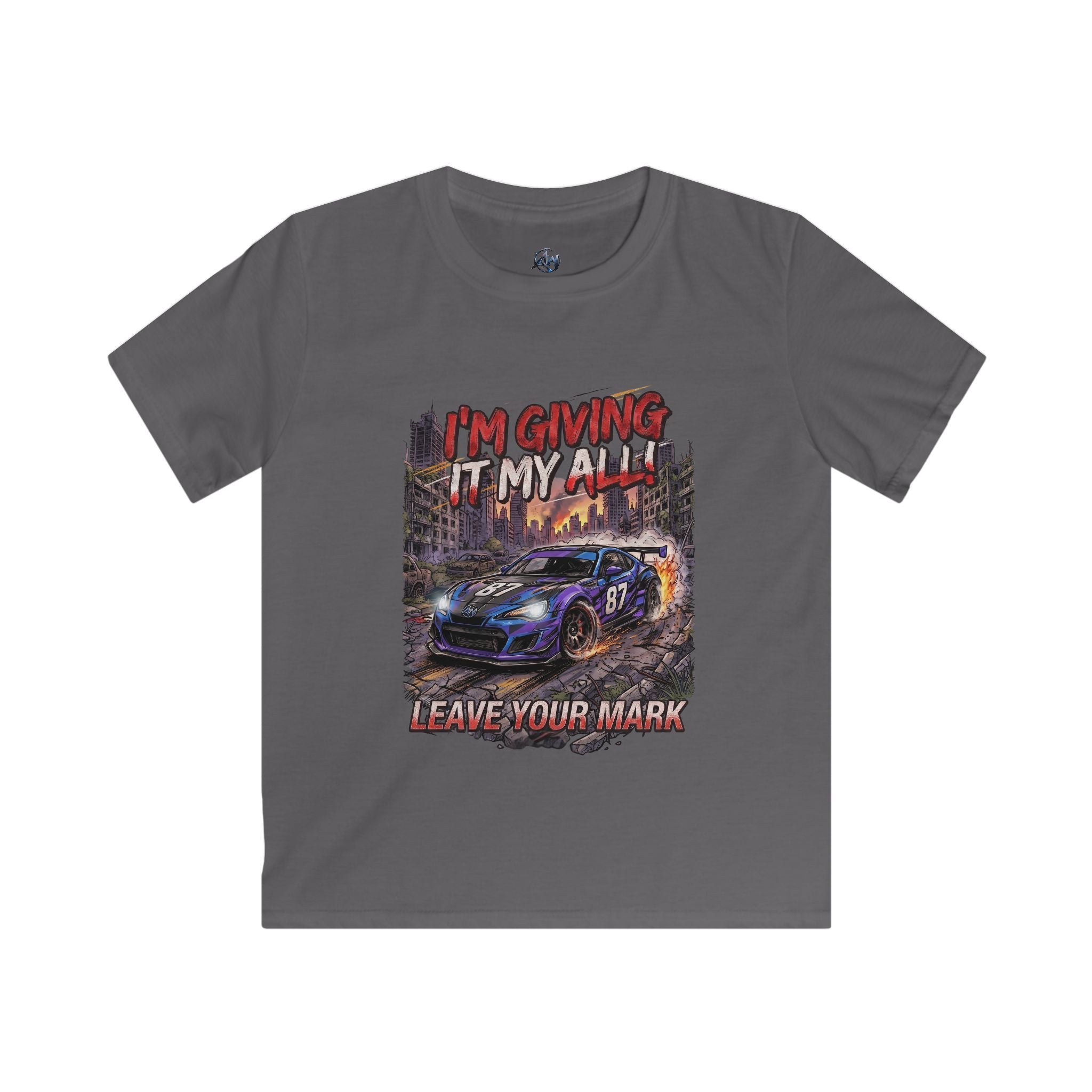 Kids Racing T-Shirt "I'm Giving It My All – Leave Your Mark"