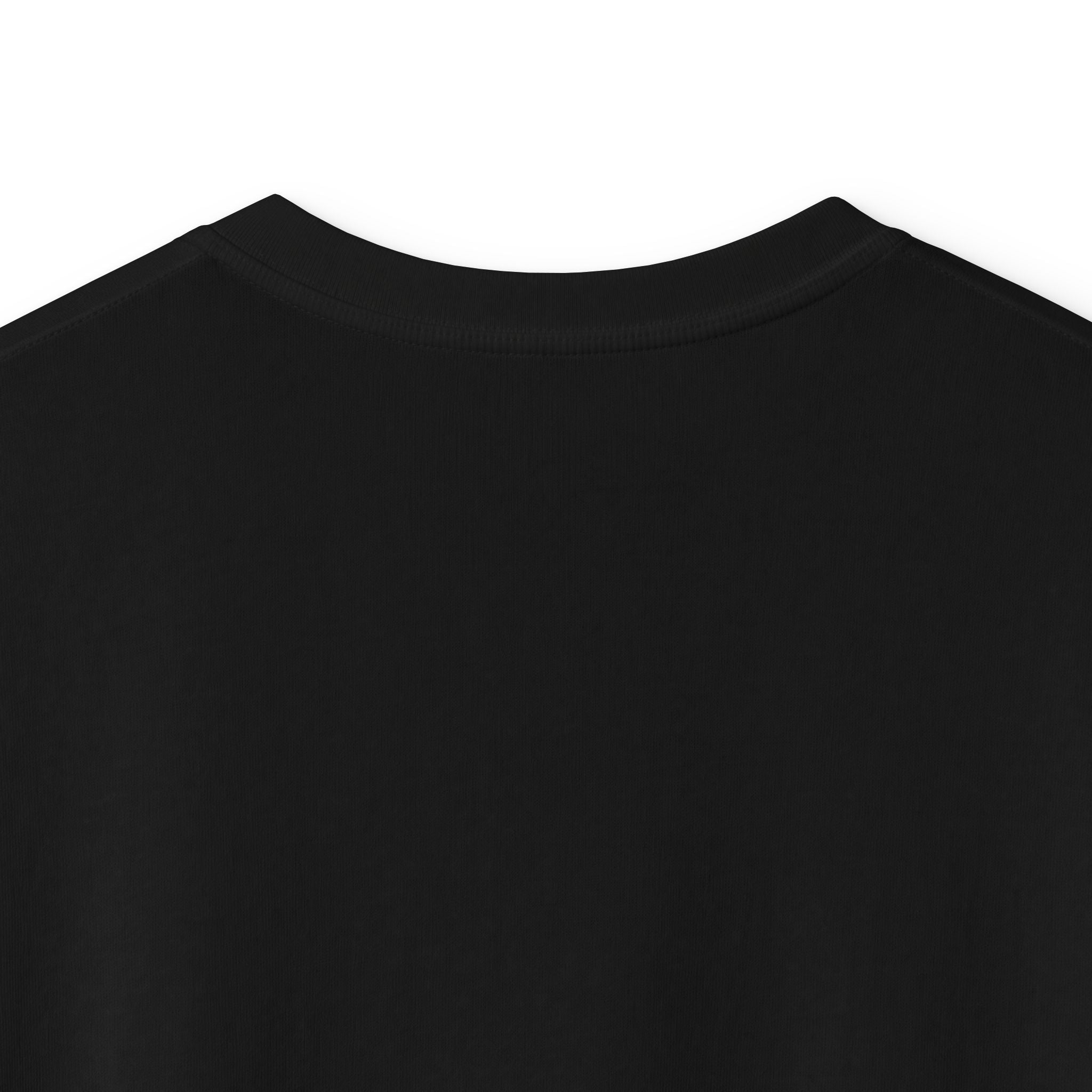 "Back collar view of kids black Halloween grim reaper DJ t-shirt — plain neckline and shoulder tape detail on Dropping Beats Raising the Dead graphic tee"


