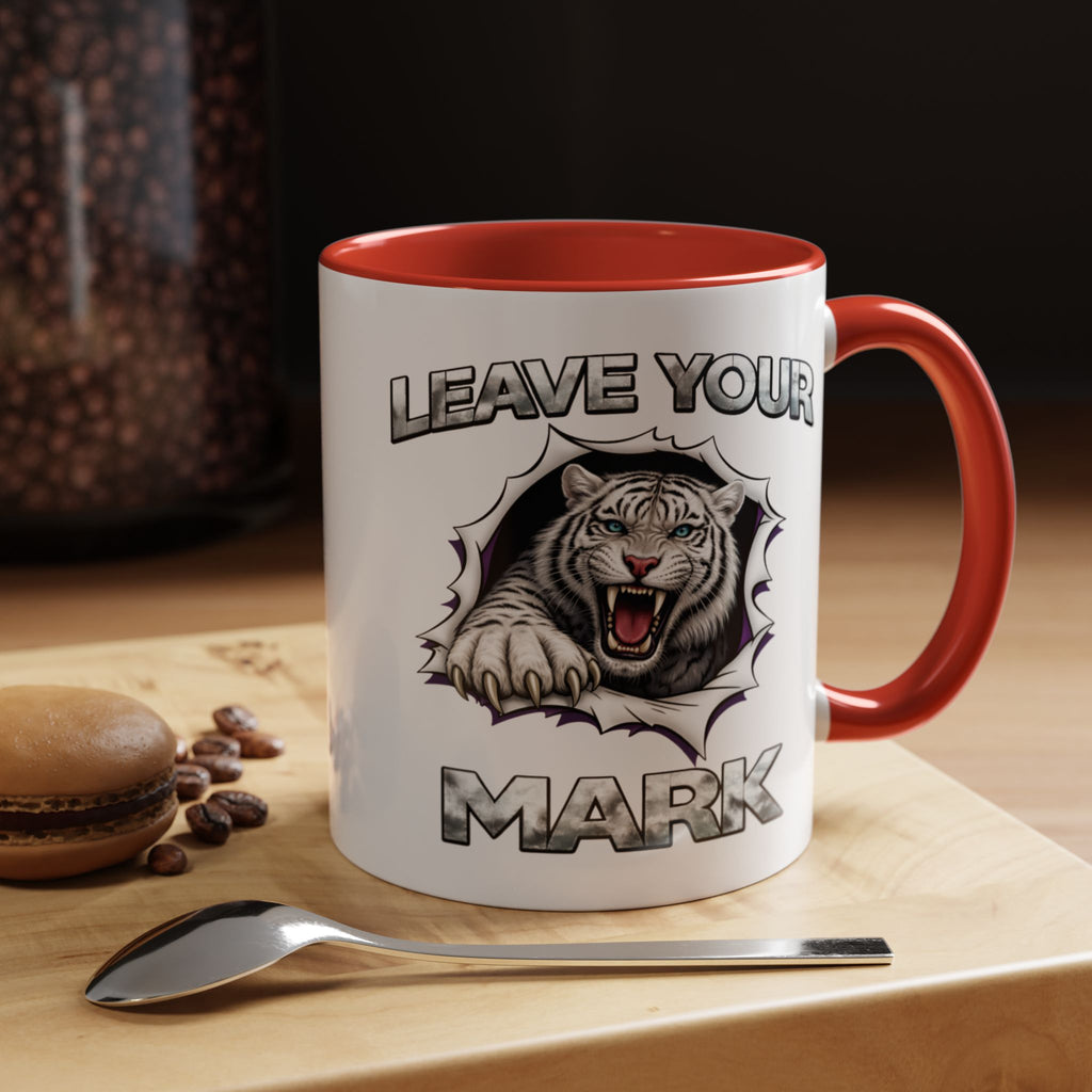 Wild White Tiger "Leave Your Mark" Fierce Animal Accent Coffee Mug