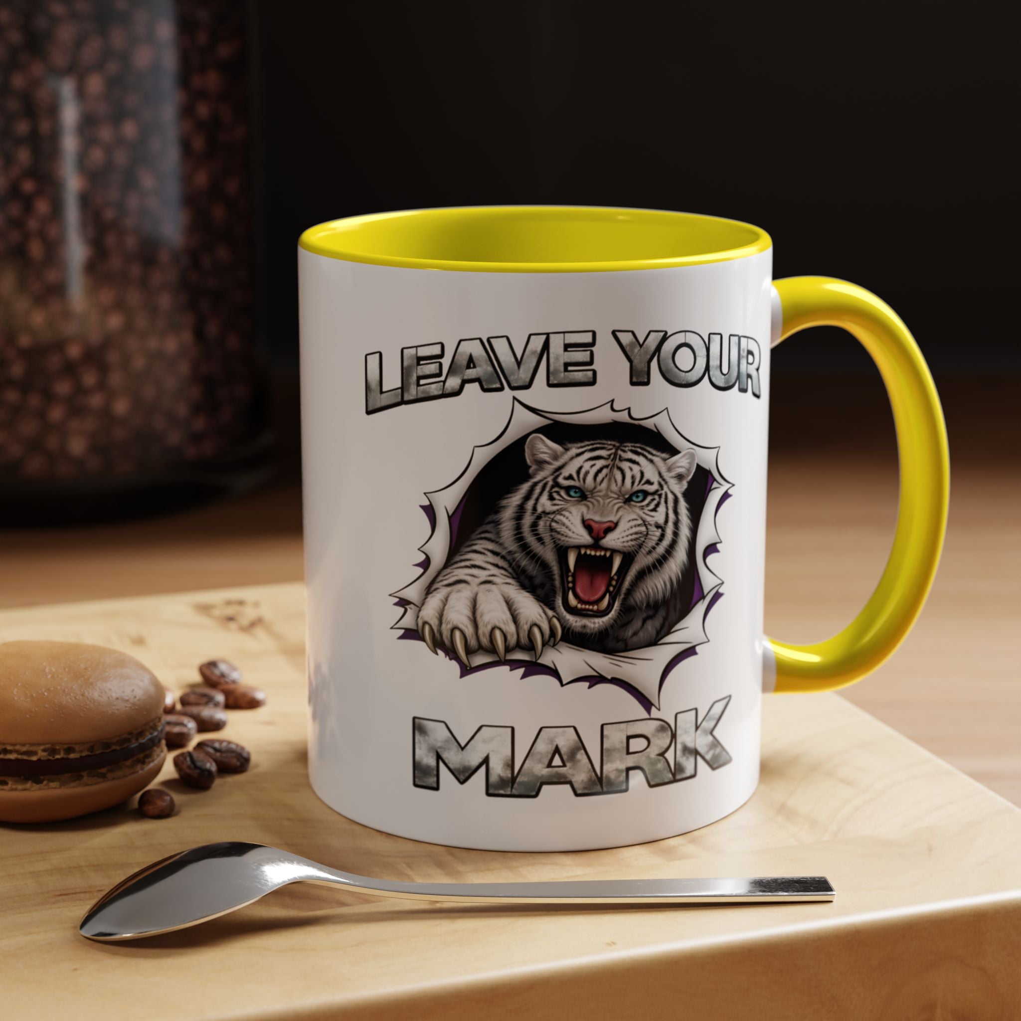 Wild White Tiger "Leave Your Mark" Fierce Animal Accent Coffee Mug