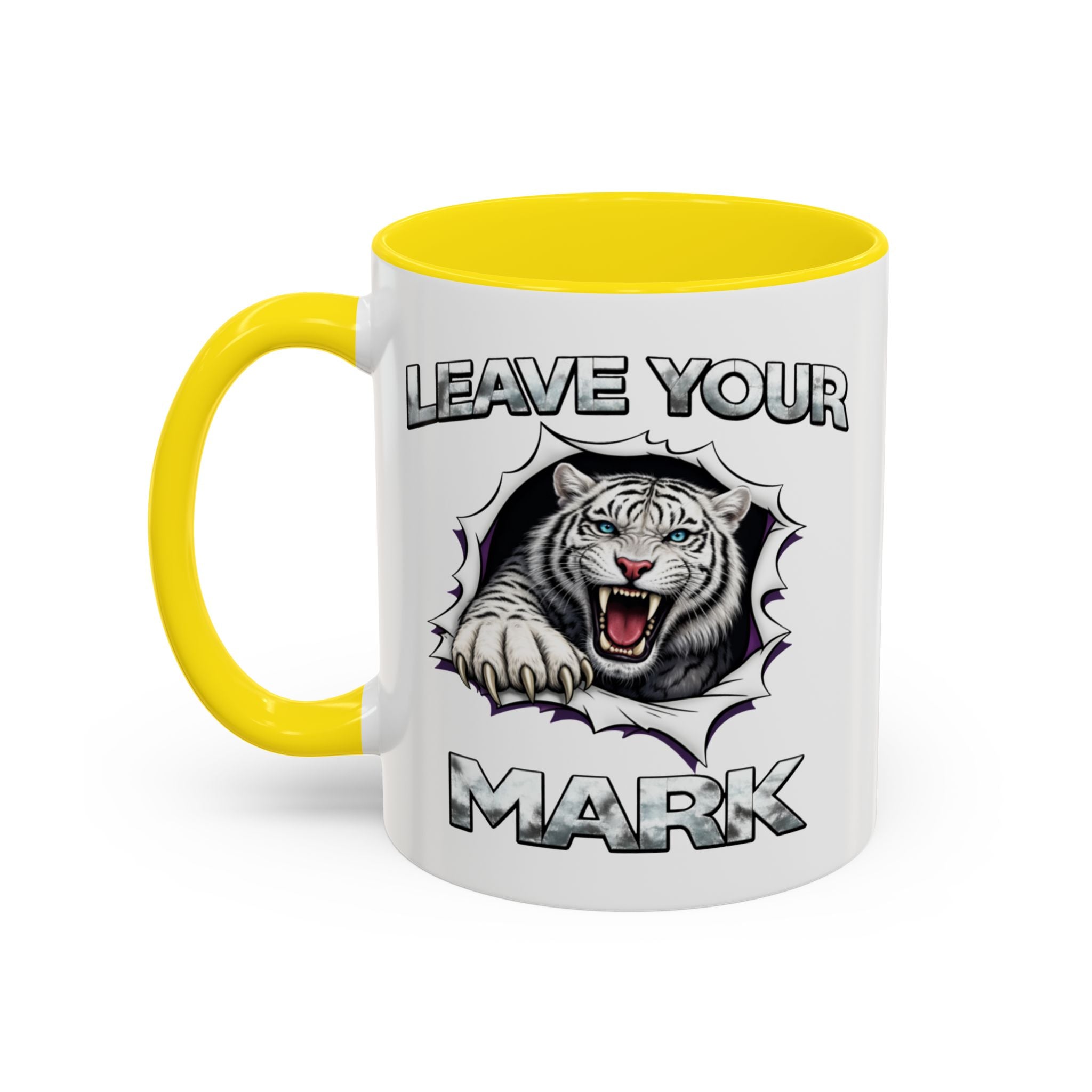 Wild White Tiger "Leave Your Mark" Fierce Animal Accent Coffee Mug