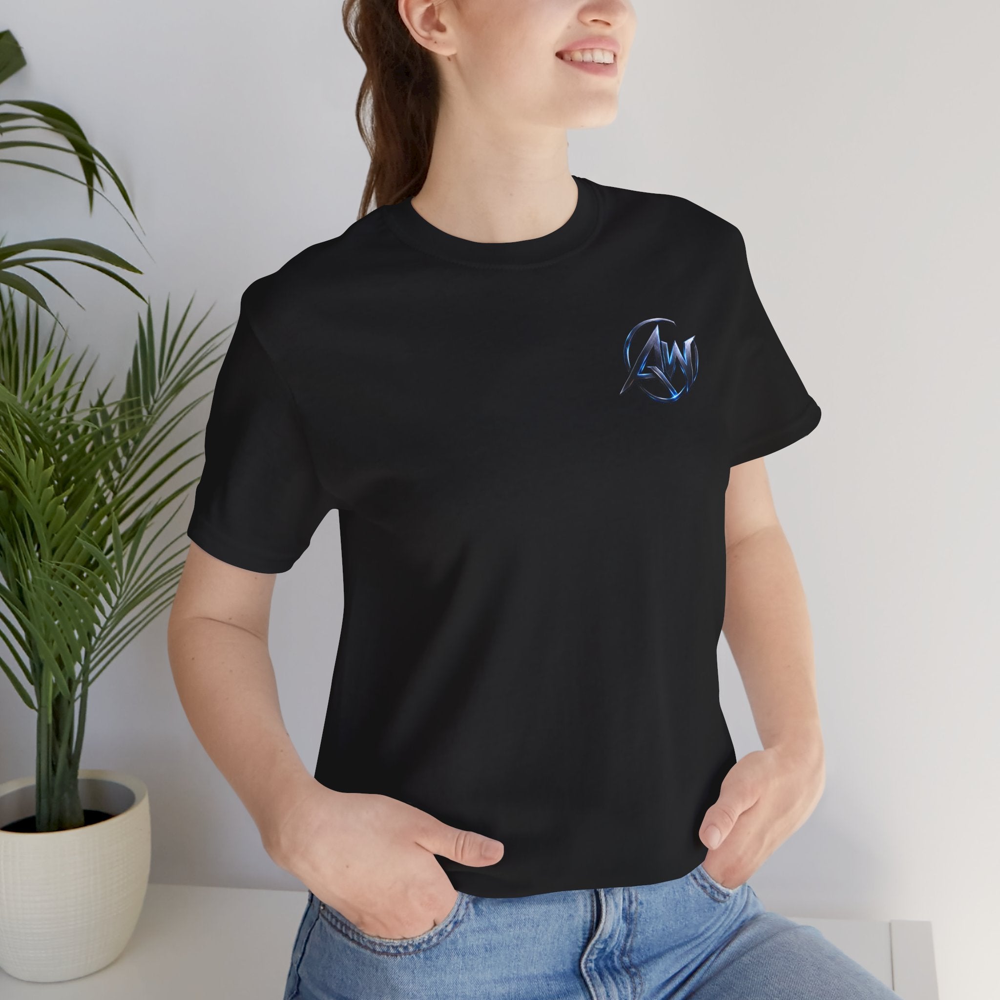 Authentic Cyber Crest Emblem AW Logo Americanwolf Brand Signature Series Soft T-Shirt