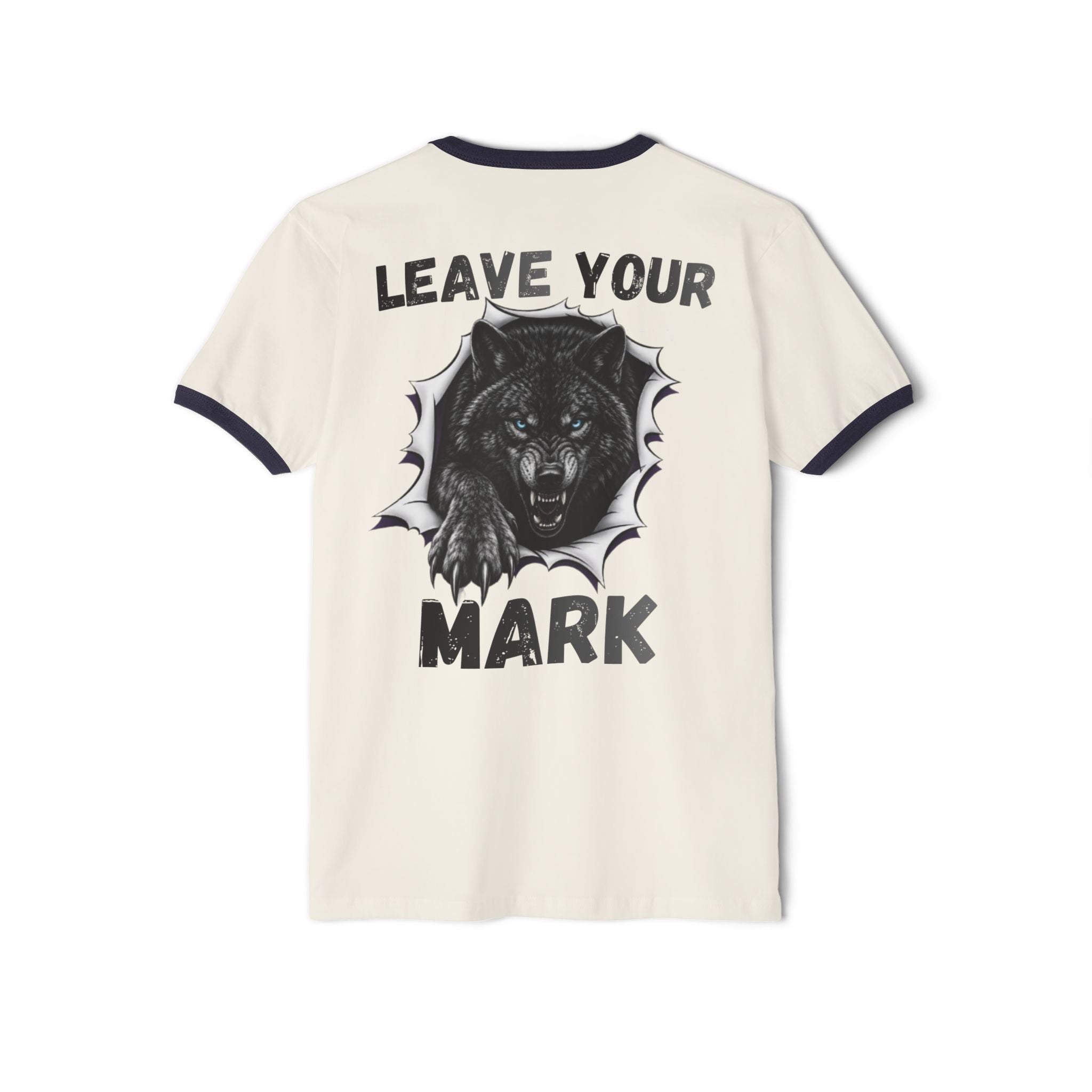 Black Graphic Wolf Ringer T-Shirt "Leave Your Mark" 87 Series Limited Edition