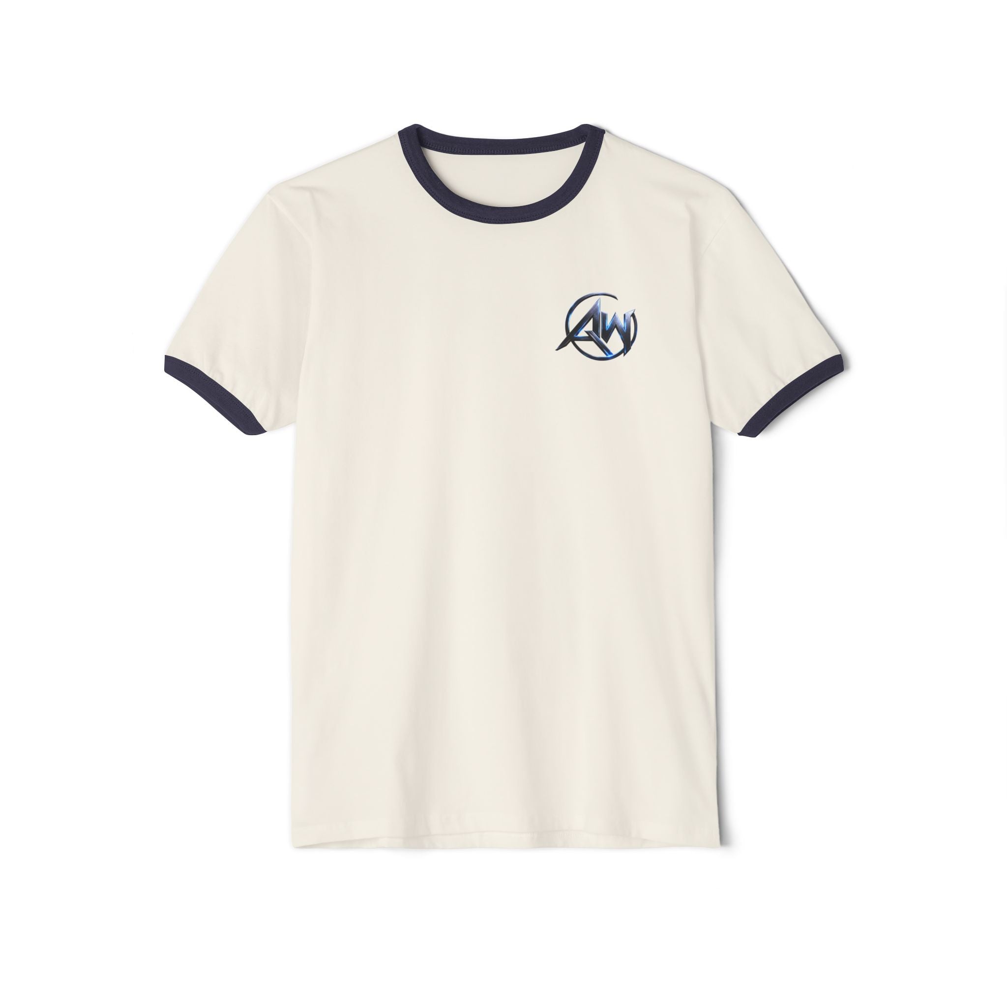 Cyber Crest Emblem Logo-AW Brand  Americanwolf Signature Vintage Ringer T-Shirt