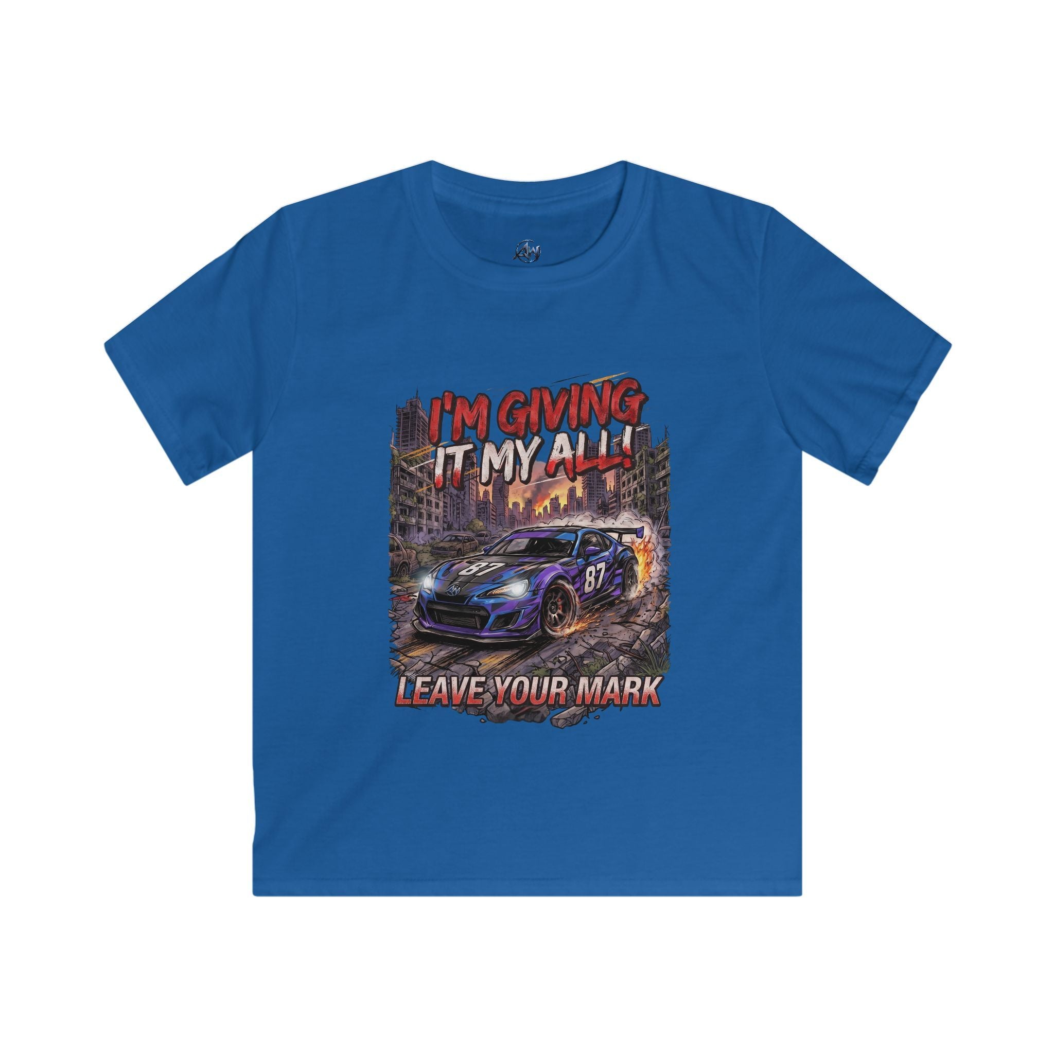 Kids Racing T-Shirt "I'm Giving It My All – Leave Your Mark"