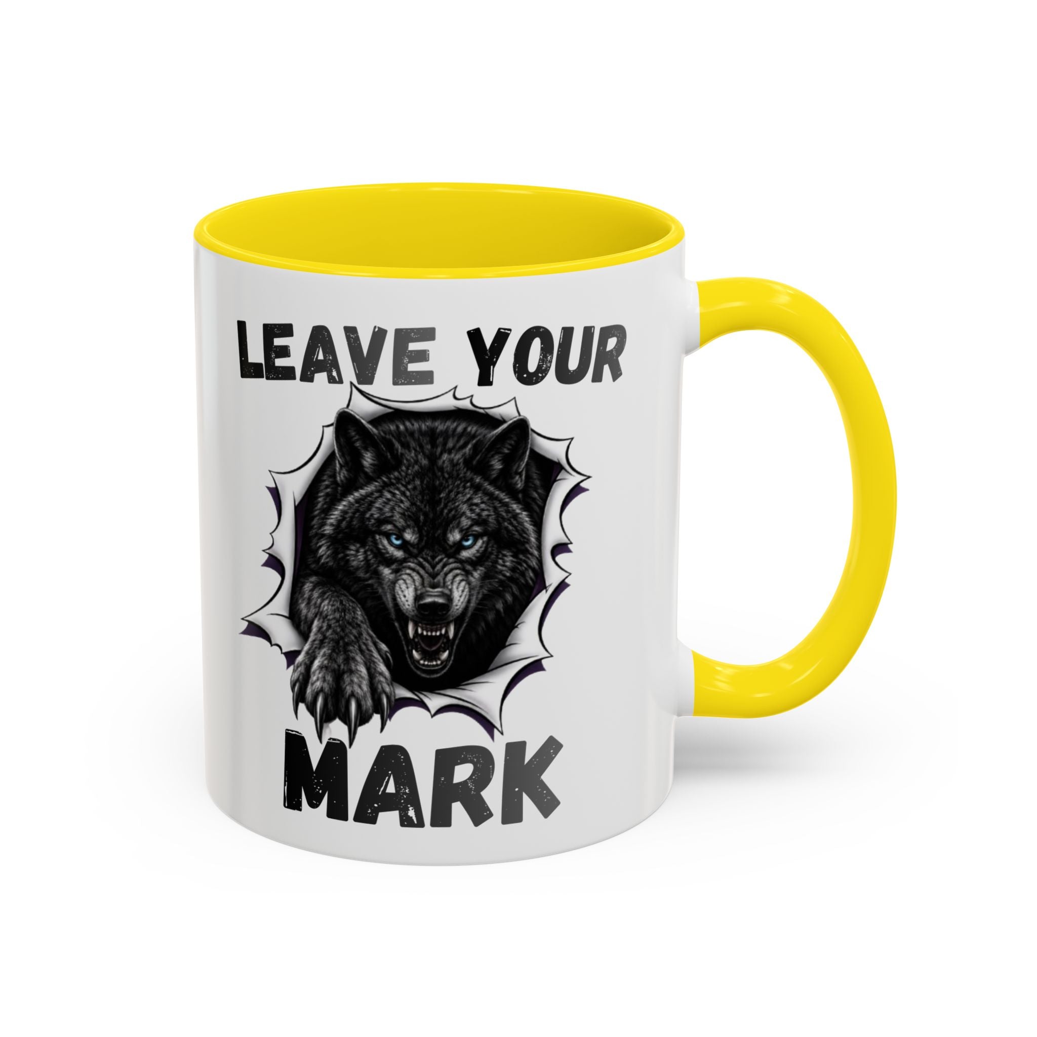 Wild Black Wolf "Leave Your Mark" Fierce Animal Accent Coffee Mug