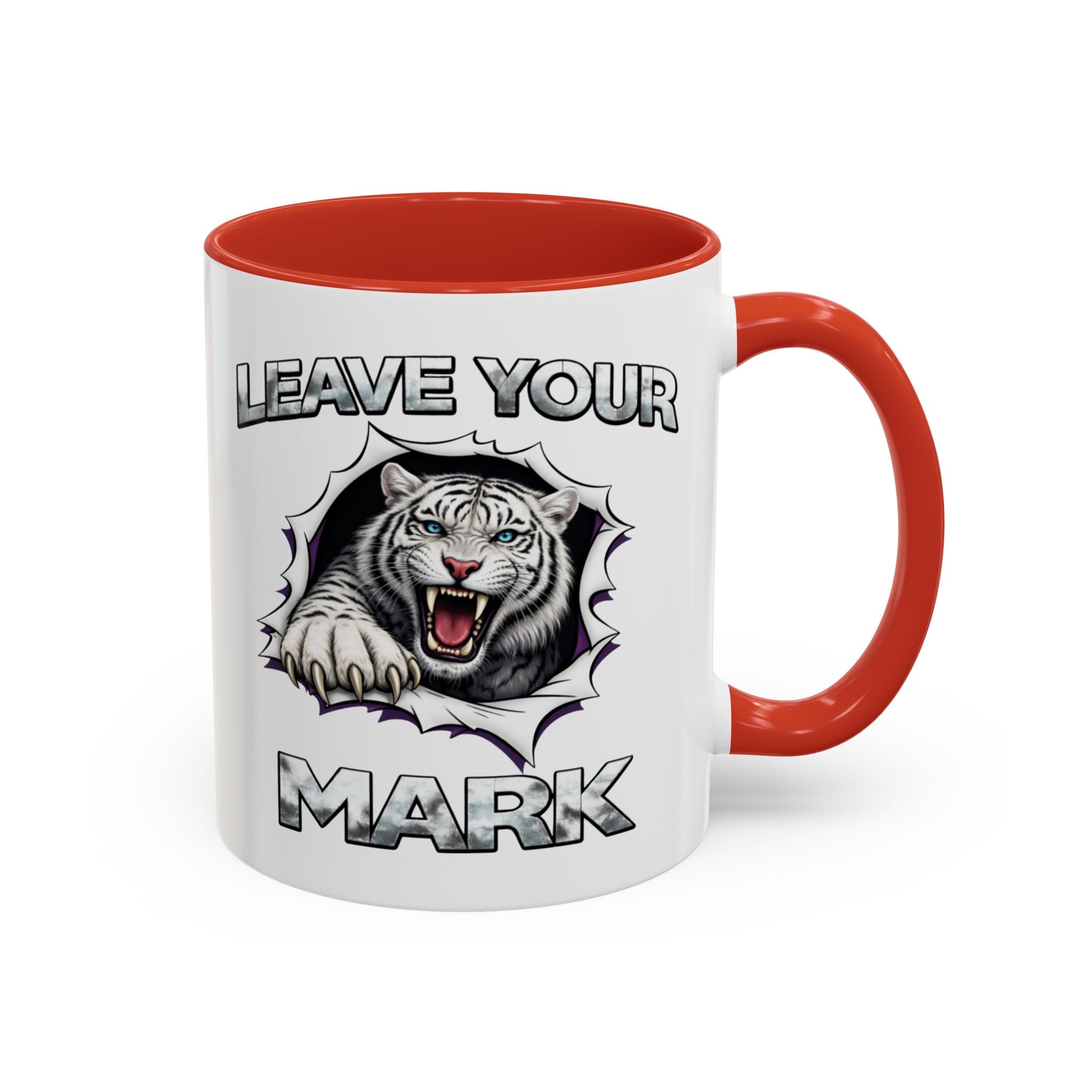 Wild White Tiger "Leave Your Mark" Fierce Animal Accent Coffee Mug