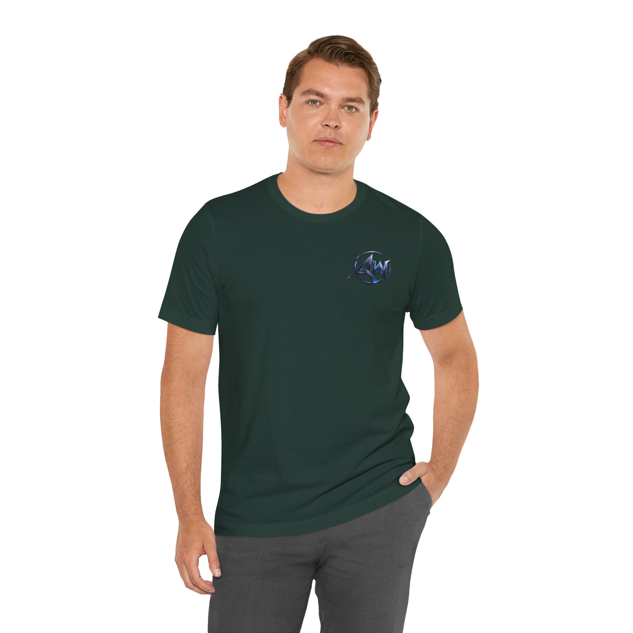 Authentic Cyber Crest Emblem AW Logo Americanwolf Brand Signature Series Soft T-Shirt