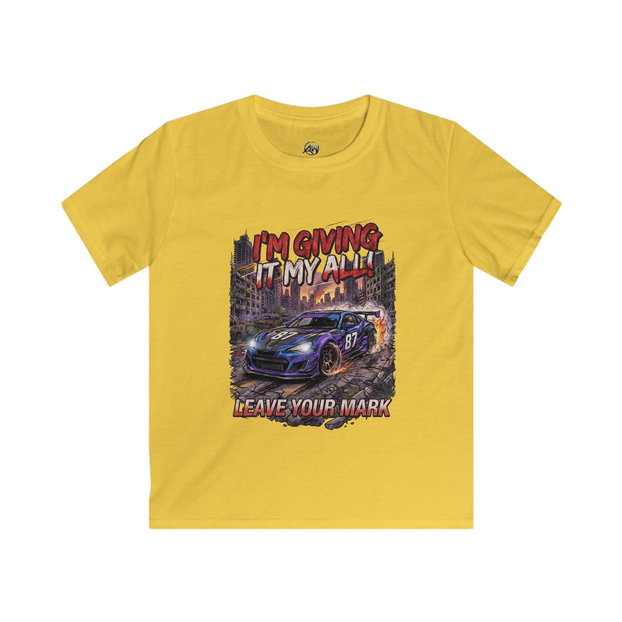Kids Racing T-Shirt "I'm Giving It My All – Leave Your Mark"