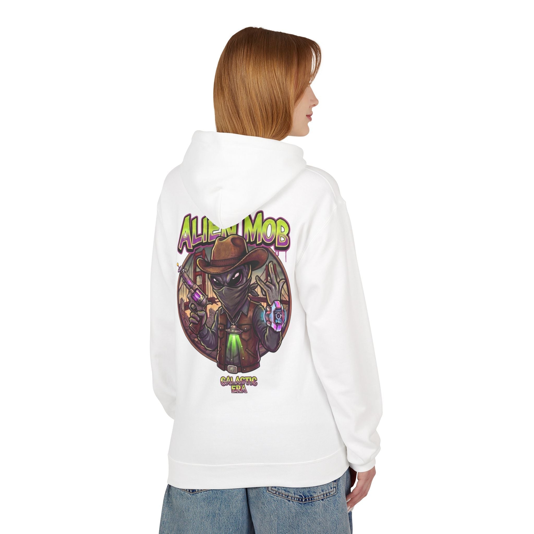 Alien Mob Graphic Hoodie — Retro Sci‑Fi Alien Cowboy Pullover - Americanwolf87