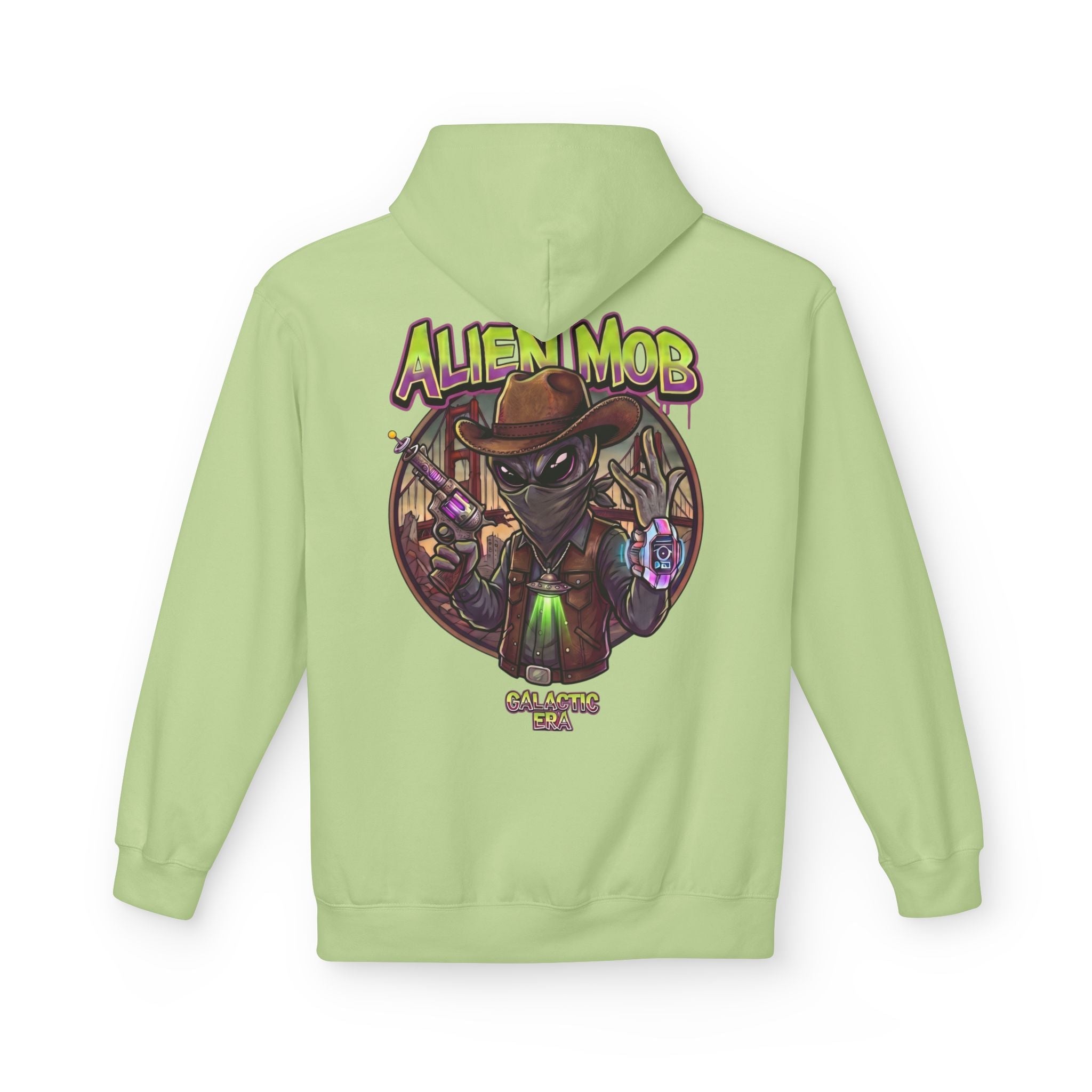 Alien Mob Graphic Hoodie — Retro Sci‑Fi Alien Cowboy Pullover - Americanwolf87