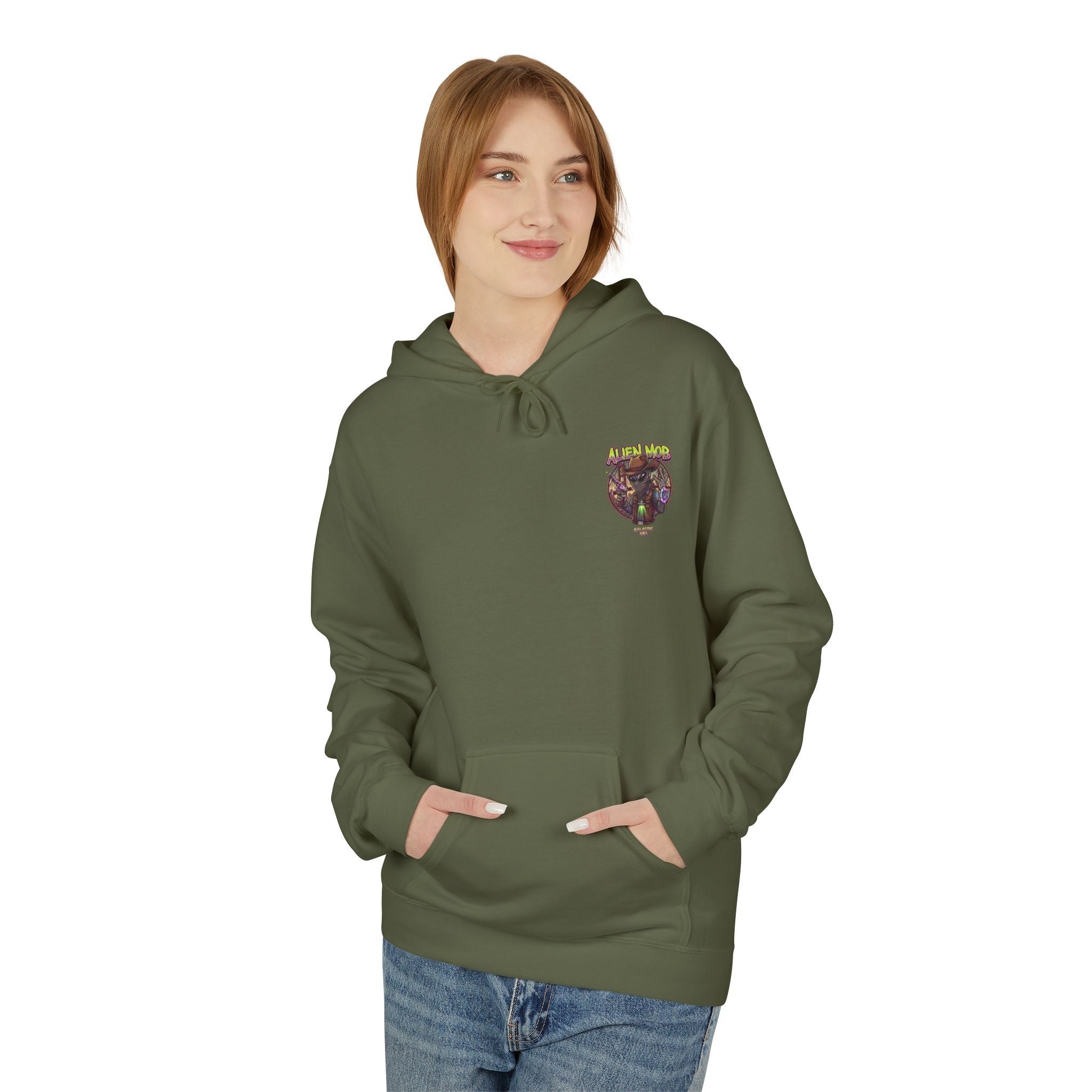 Alien Mob Graphic Hoodie — Retro Sci‑Fi Alien Cowboy Pullover - Americanwolf87