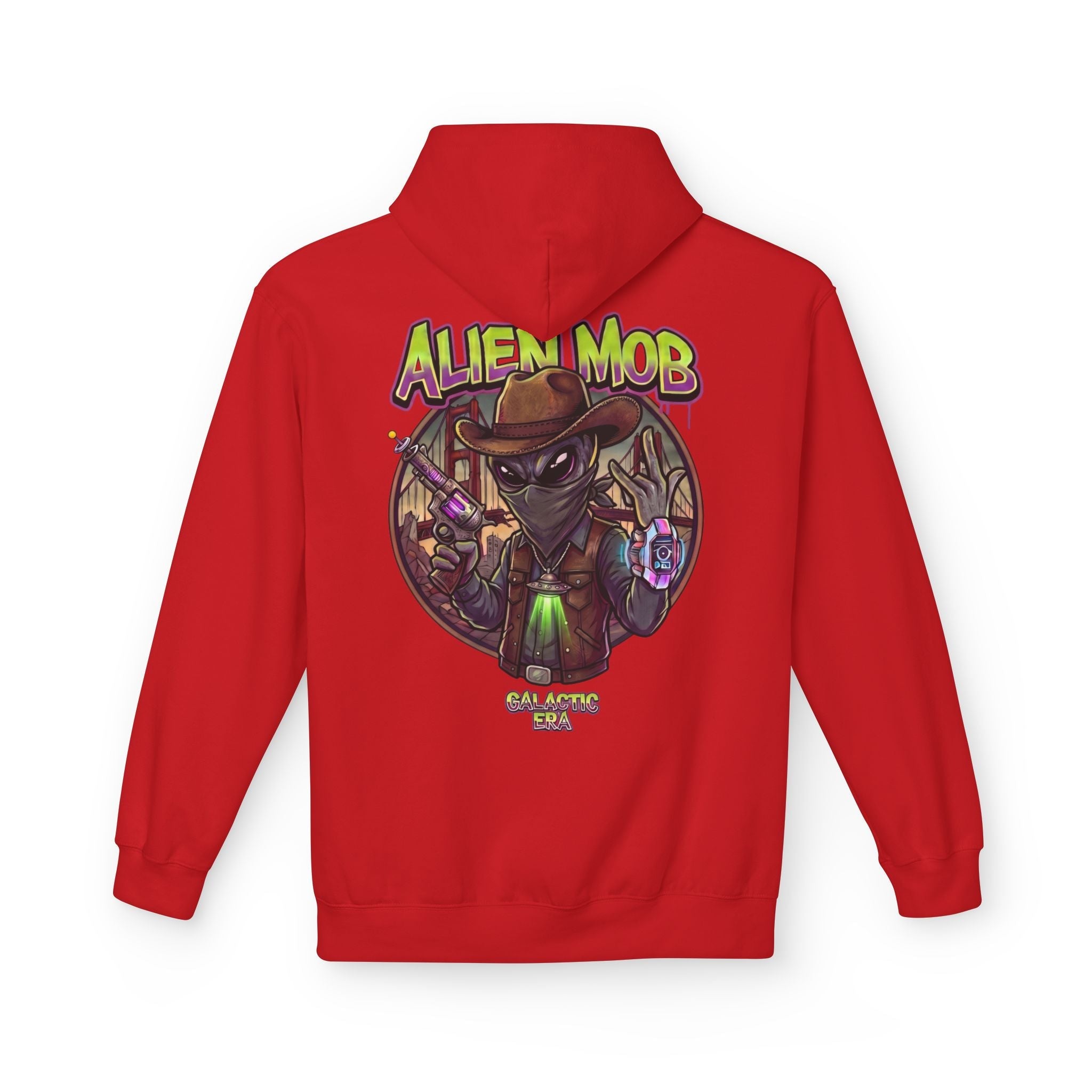 Alien Mob Graphic Hoodie — Retro Sci‑Fi Alien Cowboy Pullover - Americanwolf87