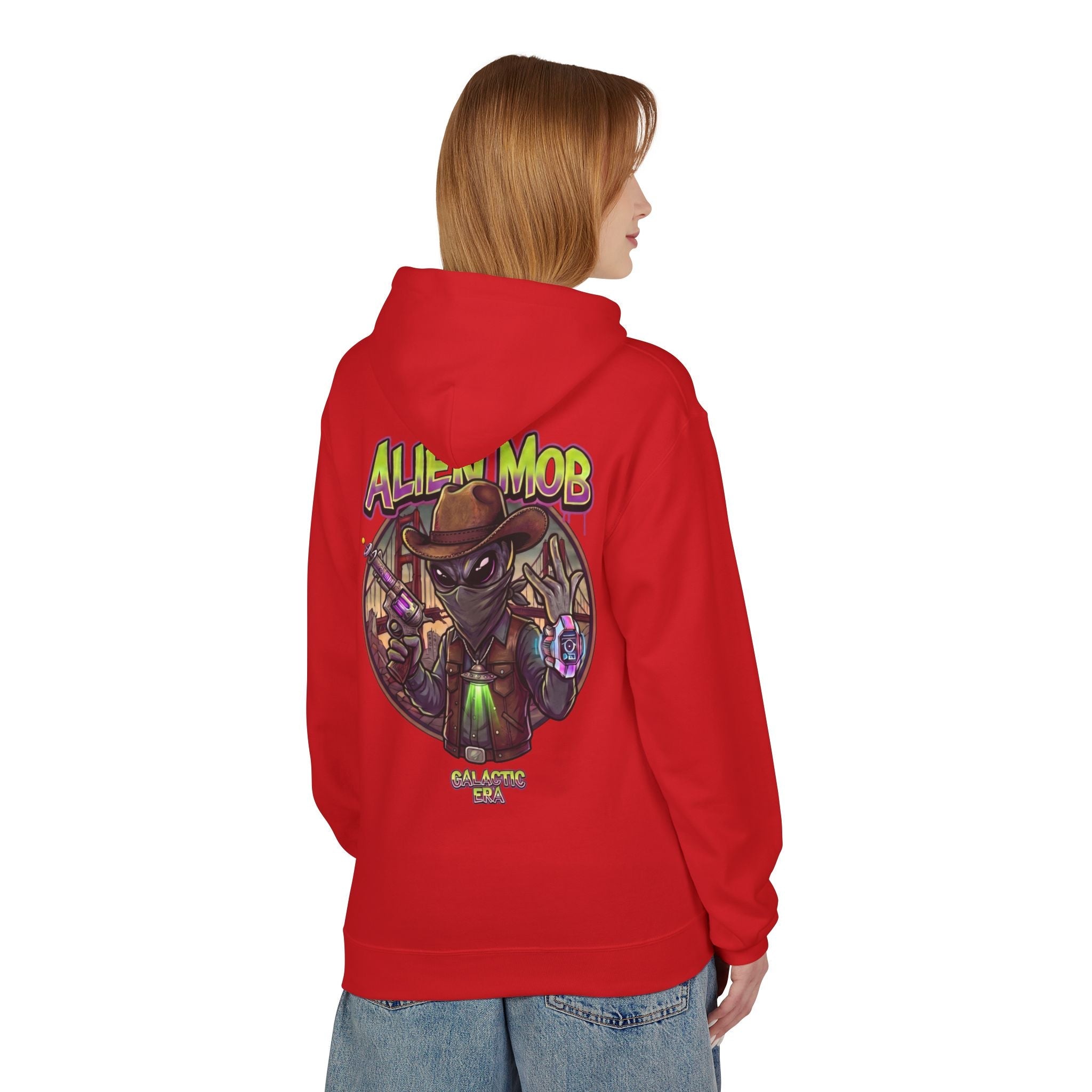 Alien Mob Graphic Hoodie — Retro Sci‑Fi Alien Cowboy Pullover - Americanwolf87