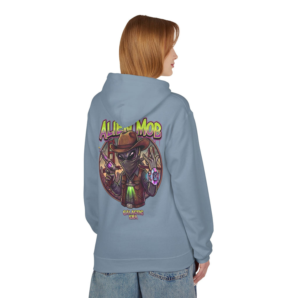 Alien Mob Graphic Hoodie — Retro Sci‑Fi Alien Cowboy Pullover - Americanwolf87
