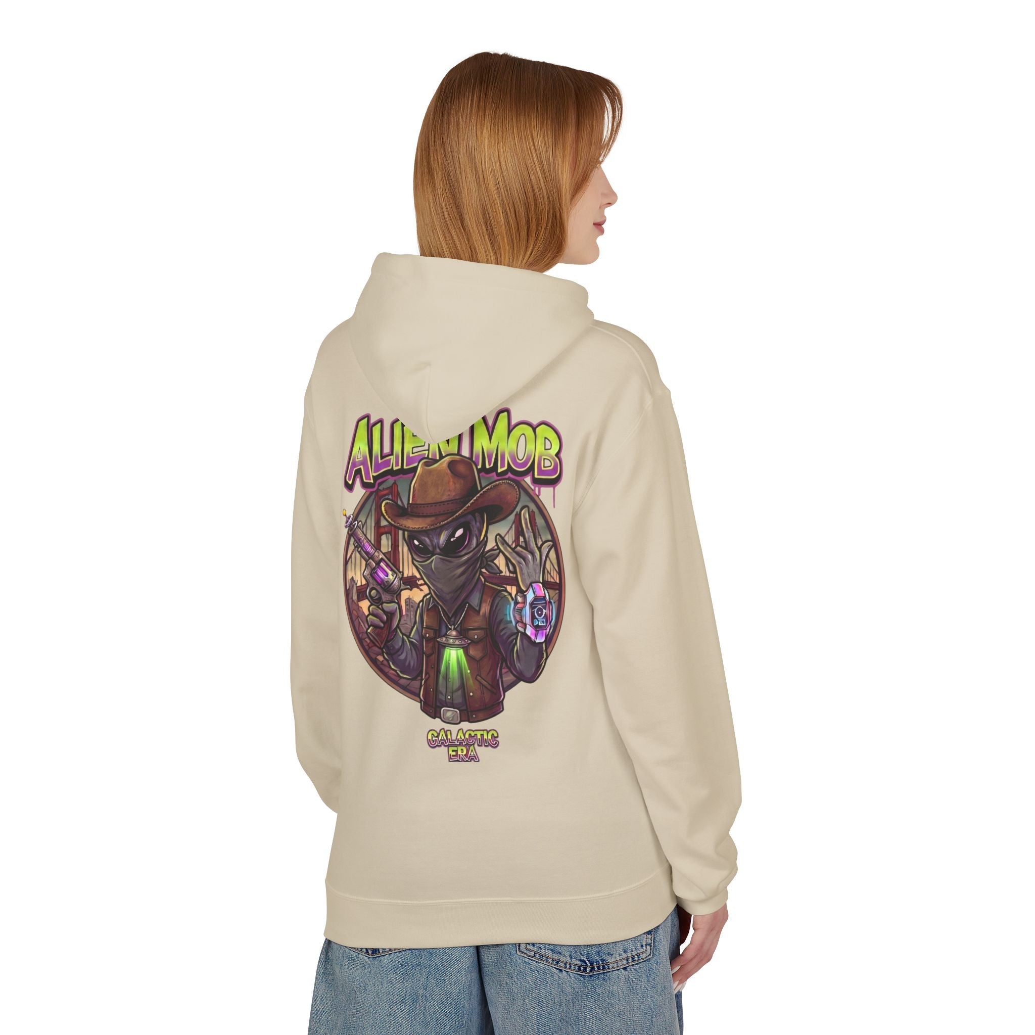 Alien Mob Graphic Hoodie — Retro Sci‑Fi Alien Cowboy Pullover - Americanwolf87