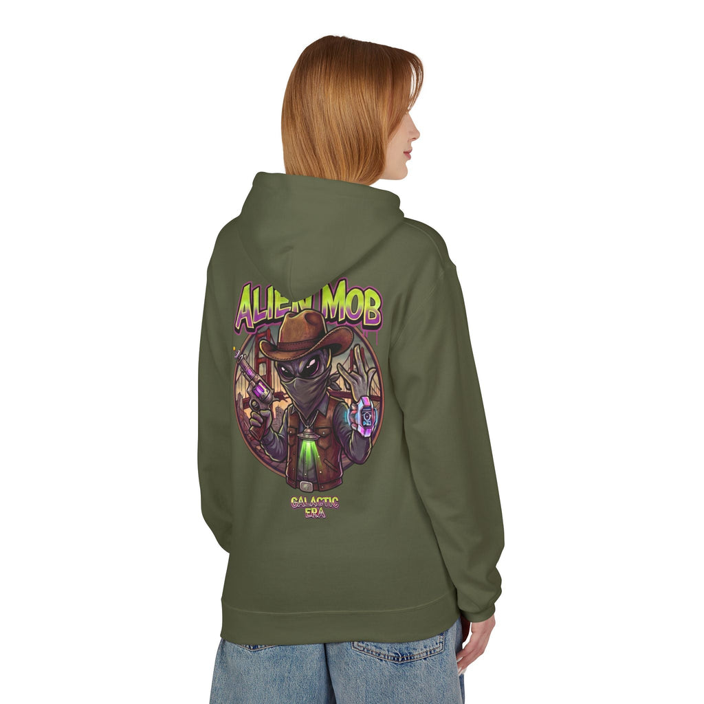 Alien Mob Graphic Hoodie — Retro Sci‑Fi Alien Cowboy Pullover - Americanwolf87