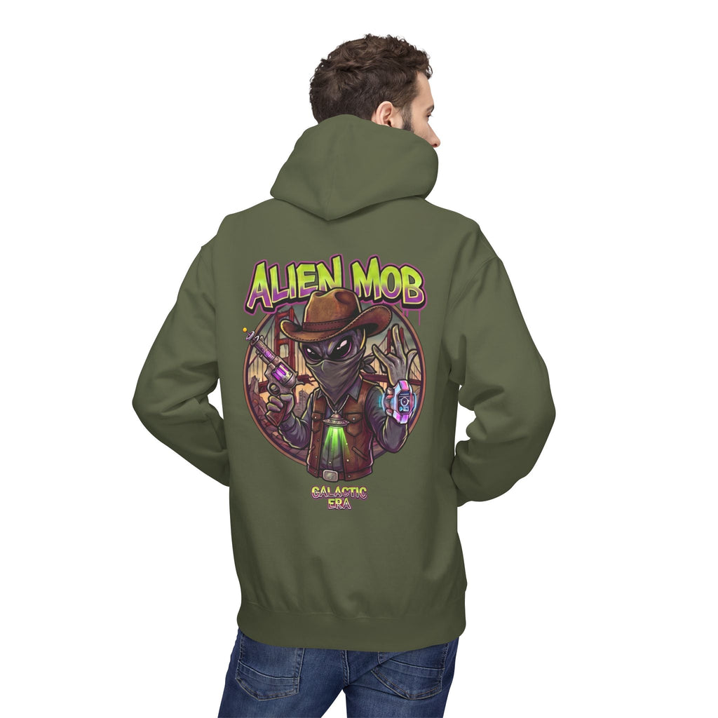 Alien Mob Graphic Hoodie — Retro Sci‑Fi Alien Cowboy Pullover - Americanwolf87