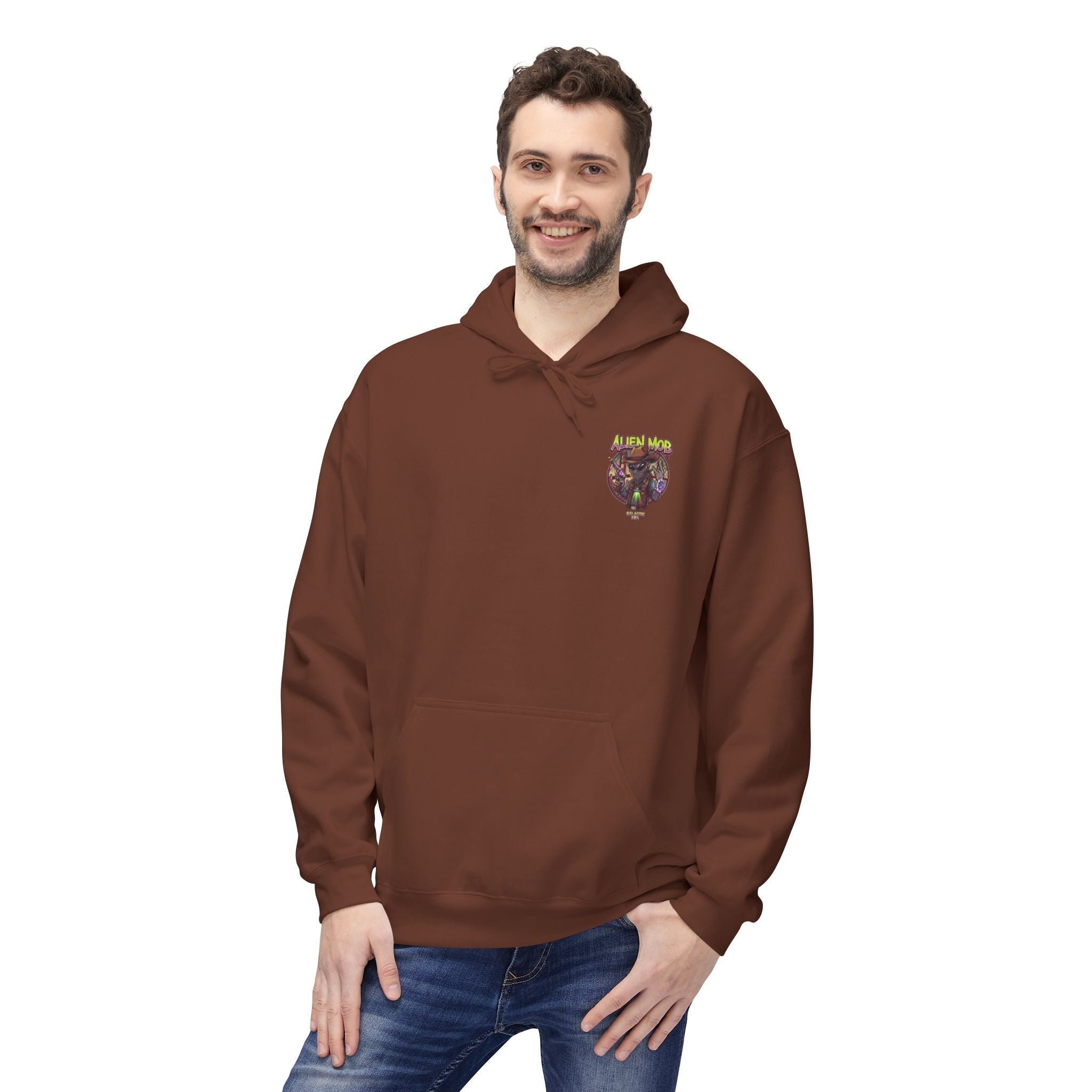 Alien Mob Graphic Hoodie — Retro Sci‑Fi Alien Cowboy Pullover - Americanwolf87