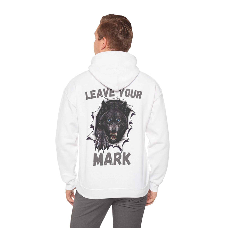 Black Wolf Hoodie "Leave Your Mark" Cyber Crest AW Signature Emblem Pullover drawstring Sweater - Americanwolf87