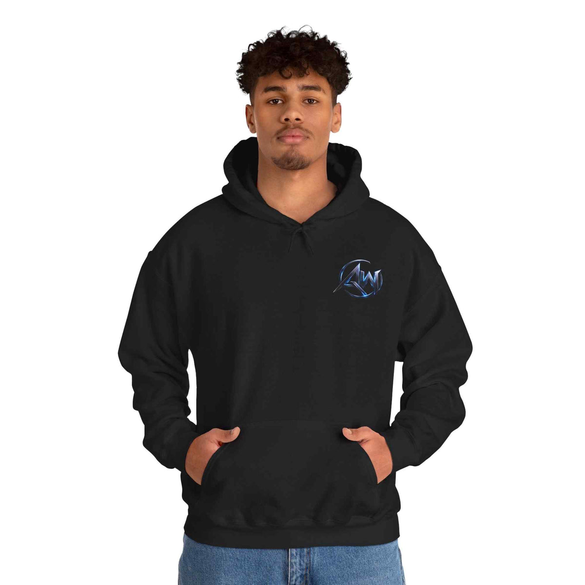 Black Wolf Hoodie "Leave Your Mark" Cyber Crest AW Signature Emblem Pullover drawstring Sweater - Americanwolf87