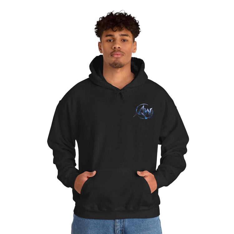 Black Wolf Hoodie "Leave Your Mark" Cyber Crest AW Signature Emblem Pullover drawstring Sweater - Americanwolf87