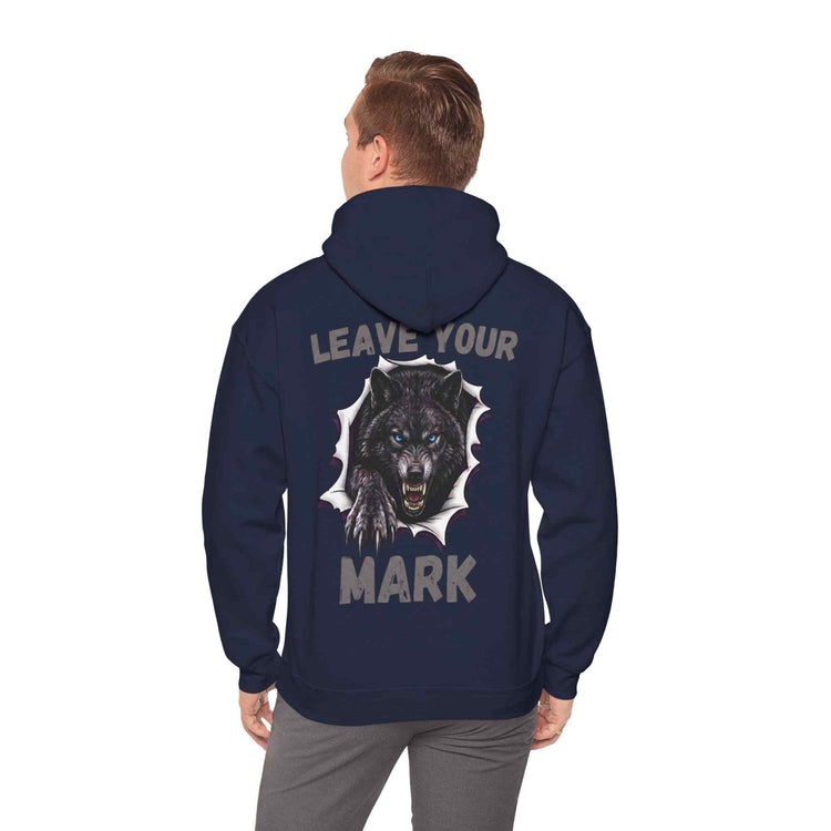Black Wolf Hoodie "Leave Your Mark" Cyber Crest AW Signature Emblem Pullover drawstring Sweater - Americanwolf87
