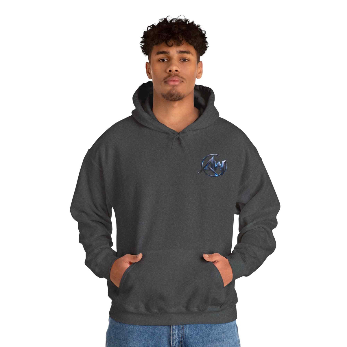 Black Wolf Hoodie "Leave Your Mark" Cyber Crest AW Signature Emblem Pullover drawstring Sweater - Americanwolf87