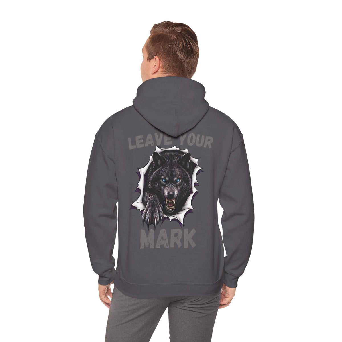 Black Wolf Hoodie "Leave Your Mark" Cyber Crest AW Signature Emblem Pullover drawstring Sweater - Americanwolf87