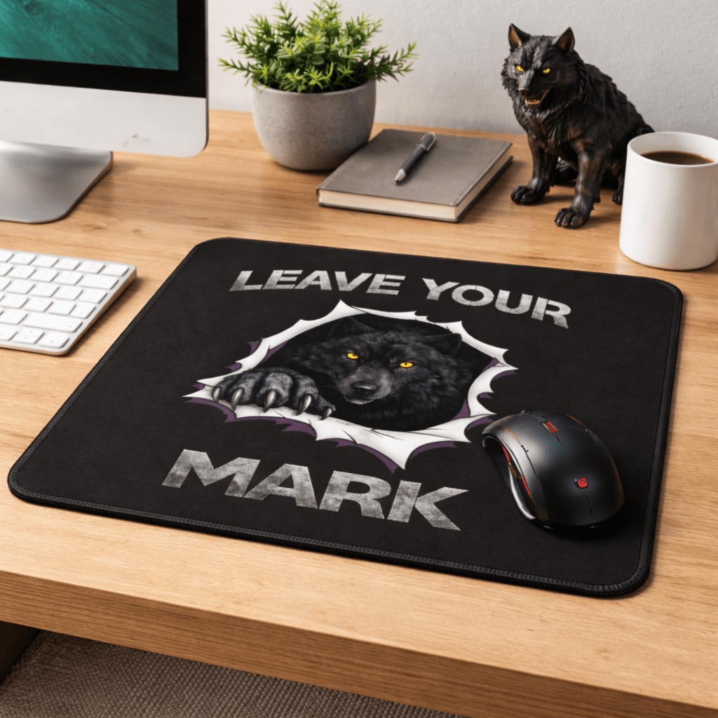 Black Wolf "Leave Your Mark" Gaming Mouse Pad - Americanwolf87