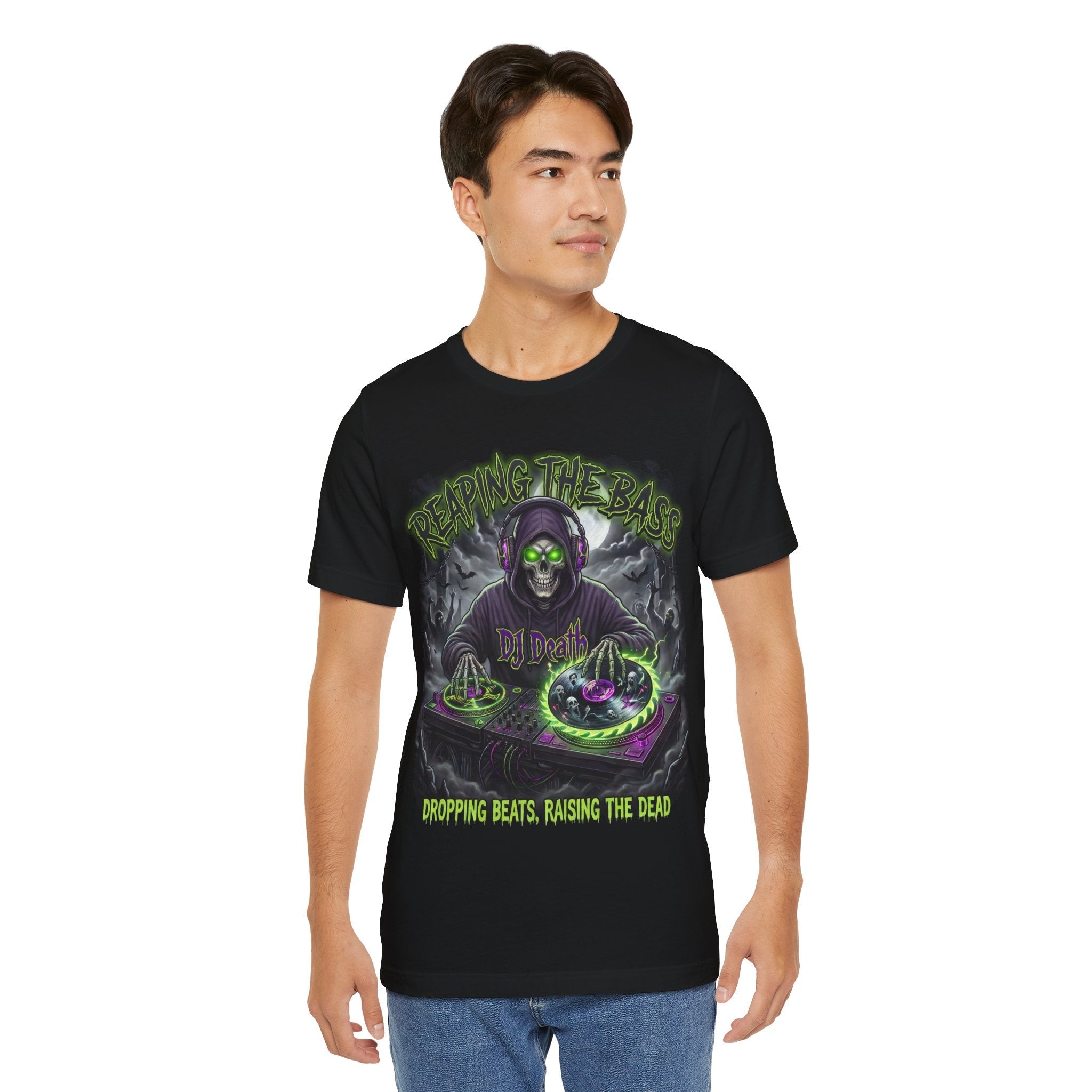 DJ T-Shirt Reaping the Bass Gothic EDM Graphic Tee - Americanwolf87