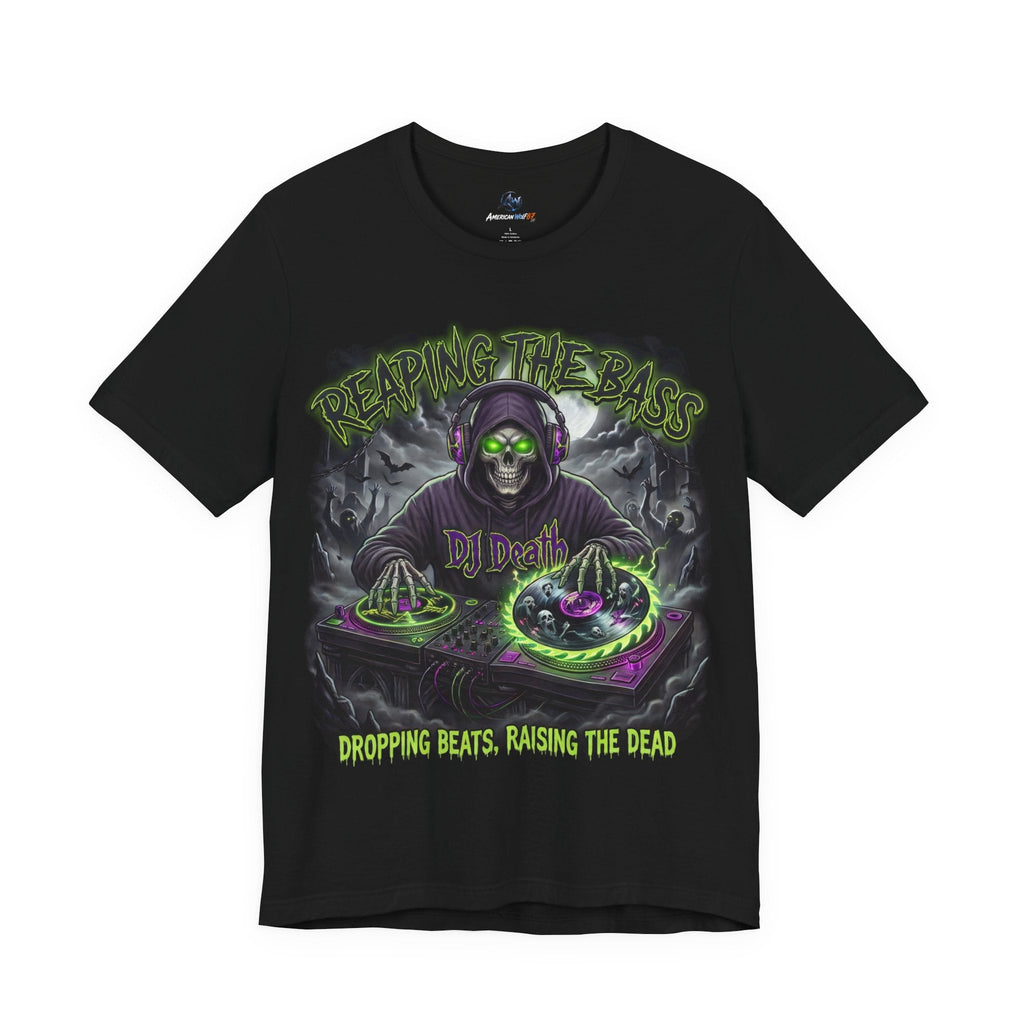 DJ T-Shirt Reaping the Bass Gothic EDM Graphic Tee - Americanwolf87