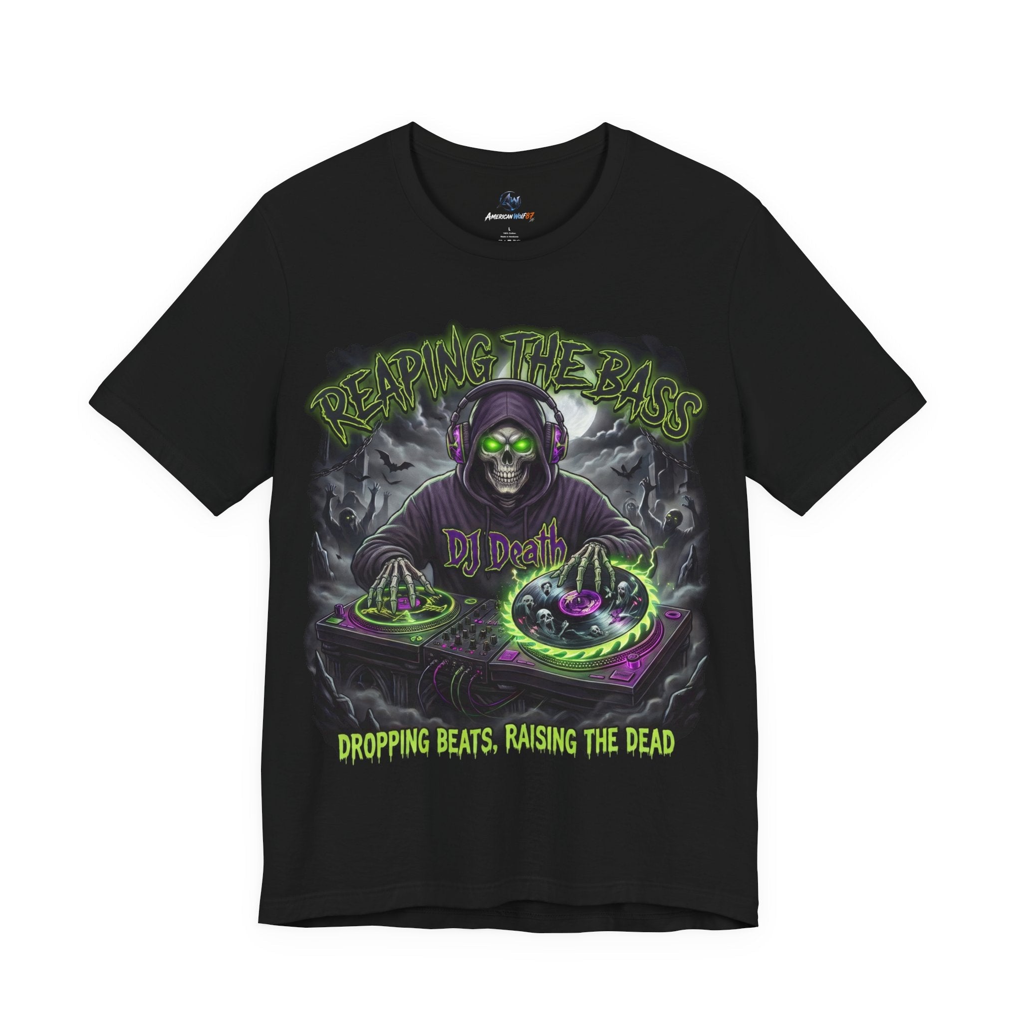 DJ T-Shirt Reaping the Bass Gothic EDM Graphic Tee - Americanwolf87