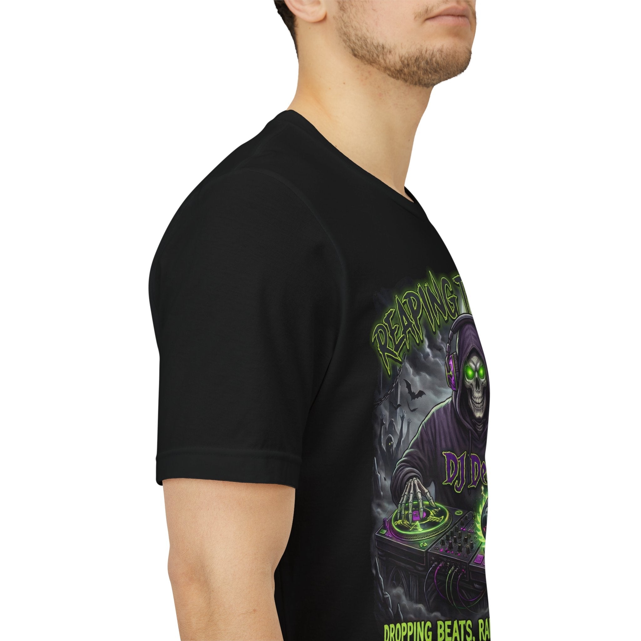 DJ T-Shirt Reaping the Bass Gothic EDM Graphic Tee - Americanwolf87