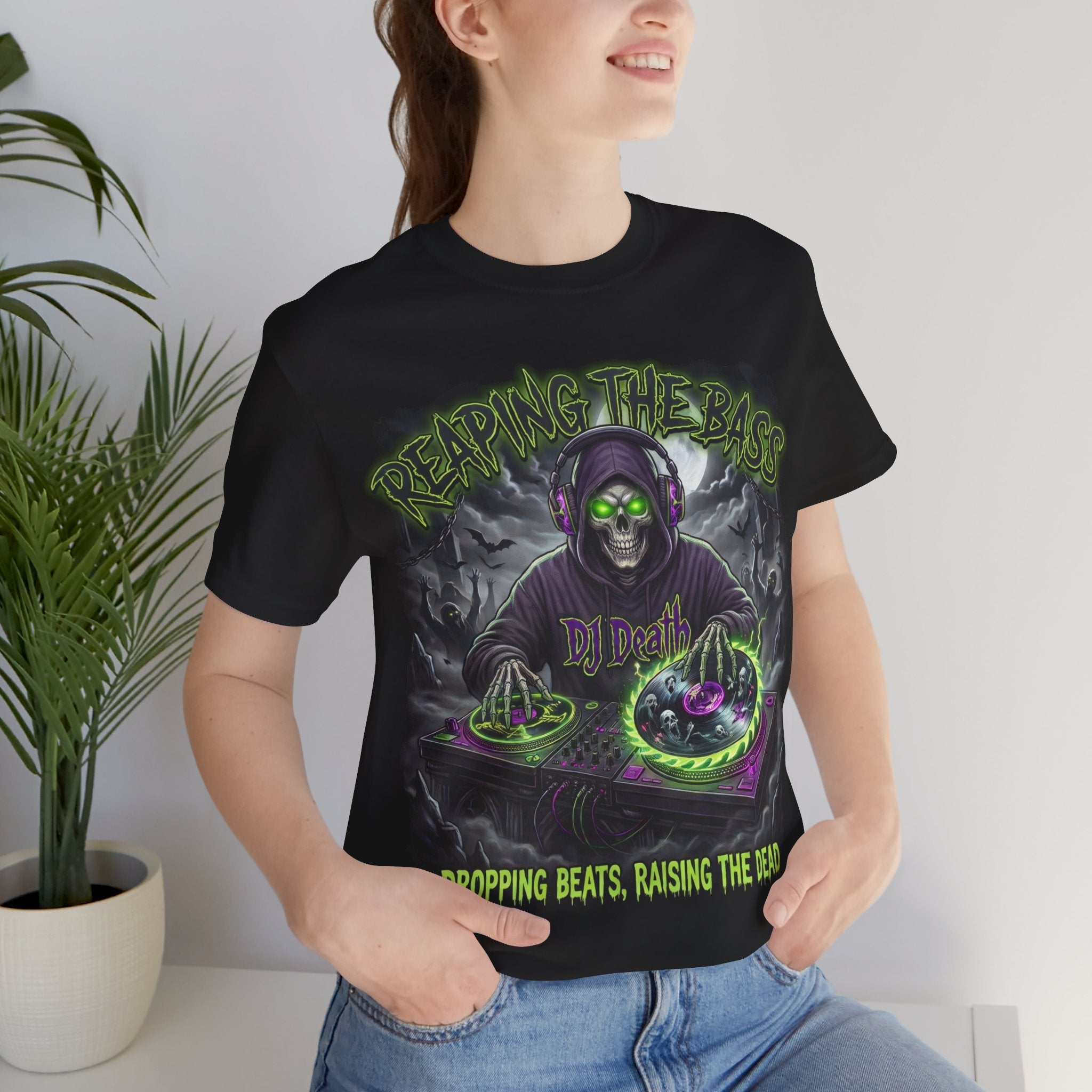DJ T-Shirt Reaping the Bass Gothic EDM Graphic Tee - Americanwolf87