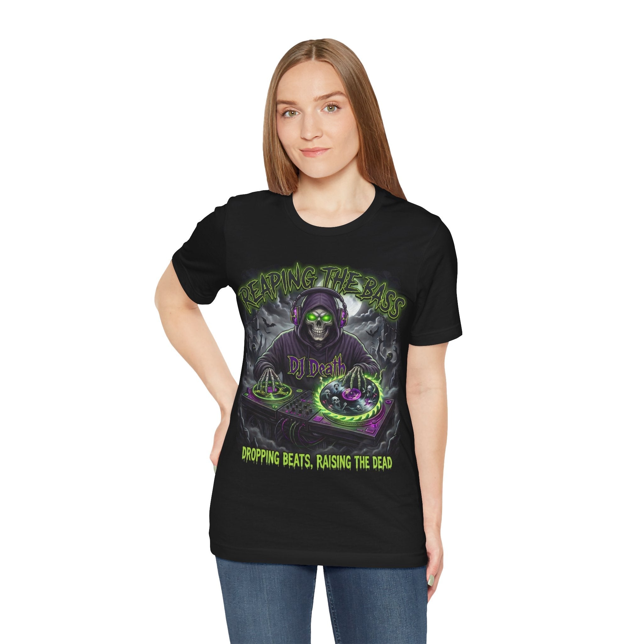 DJ T-Shirt Reaping the Bass Gothic EDM Graphic Tee - Americanwolf87