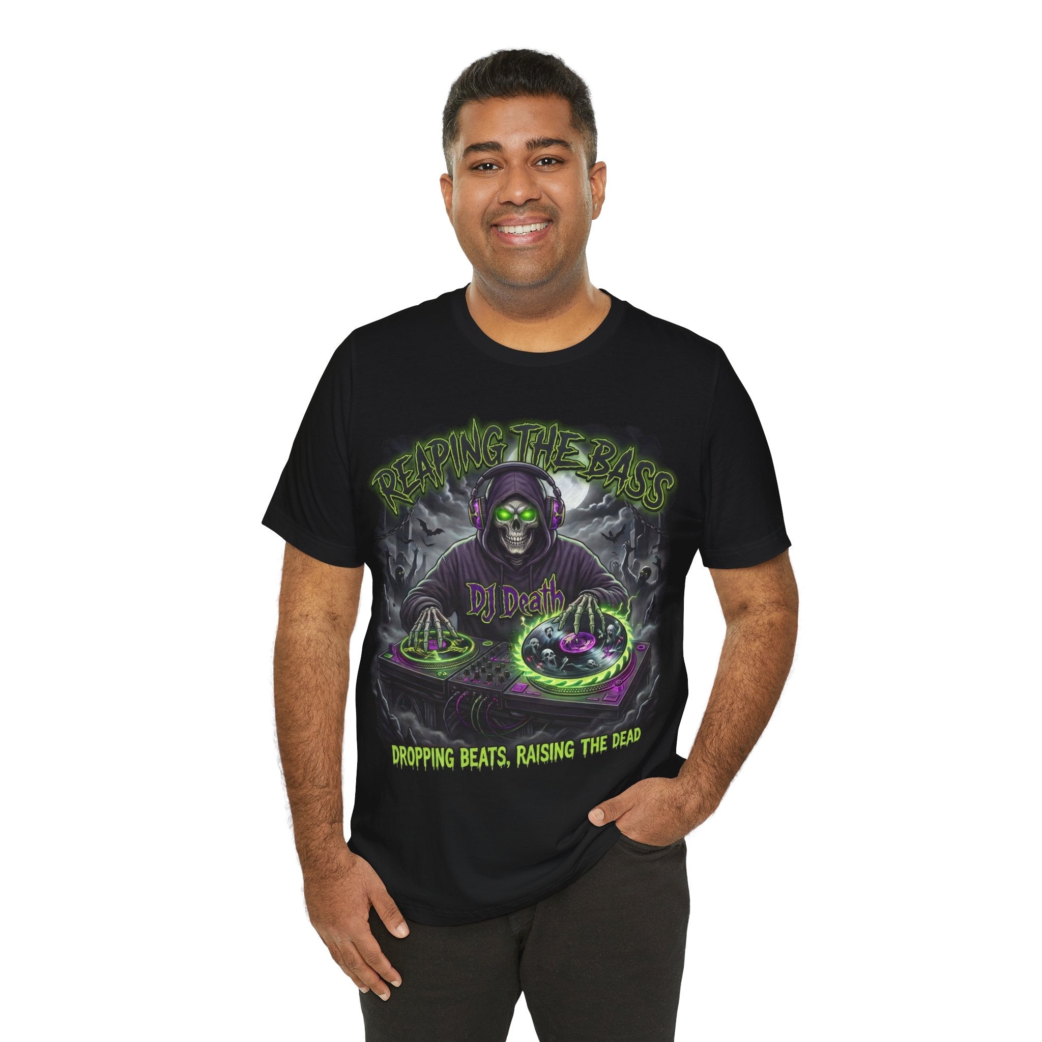 DJ T-Shirt Reaping the Bass Gothic EDM Graphic Tee - Americanwolf87